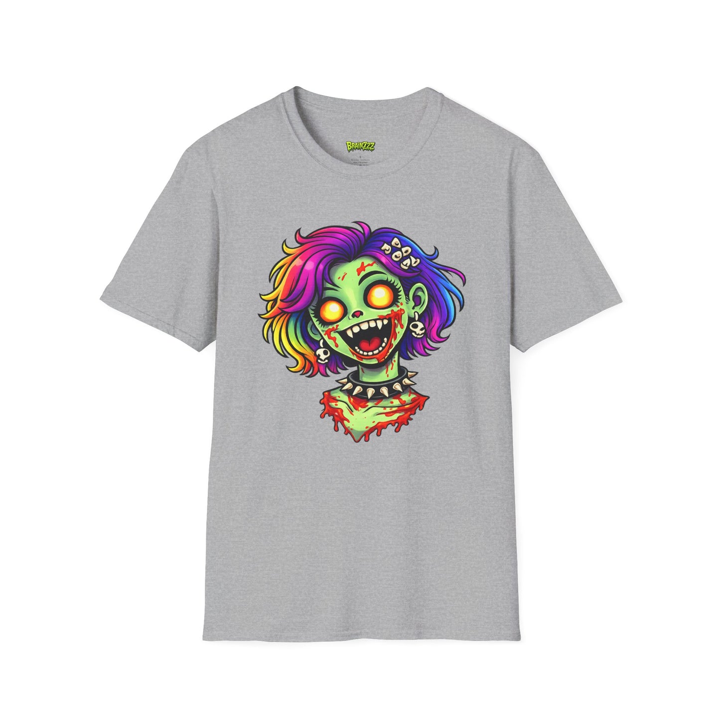 Zombie Girl T-Shirt — Neon Rainbow Horror Graphic Tee