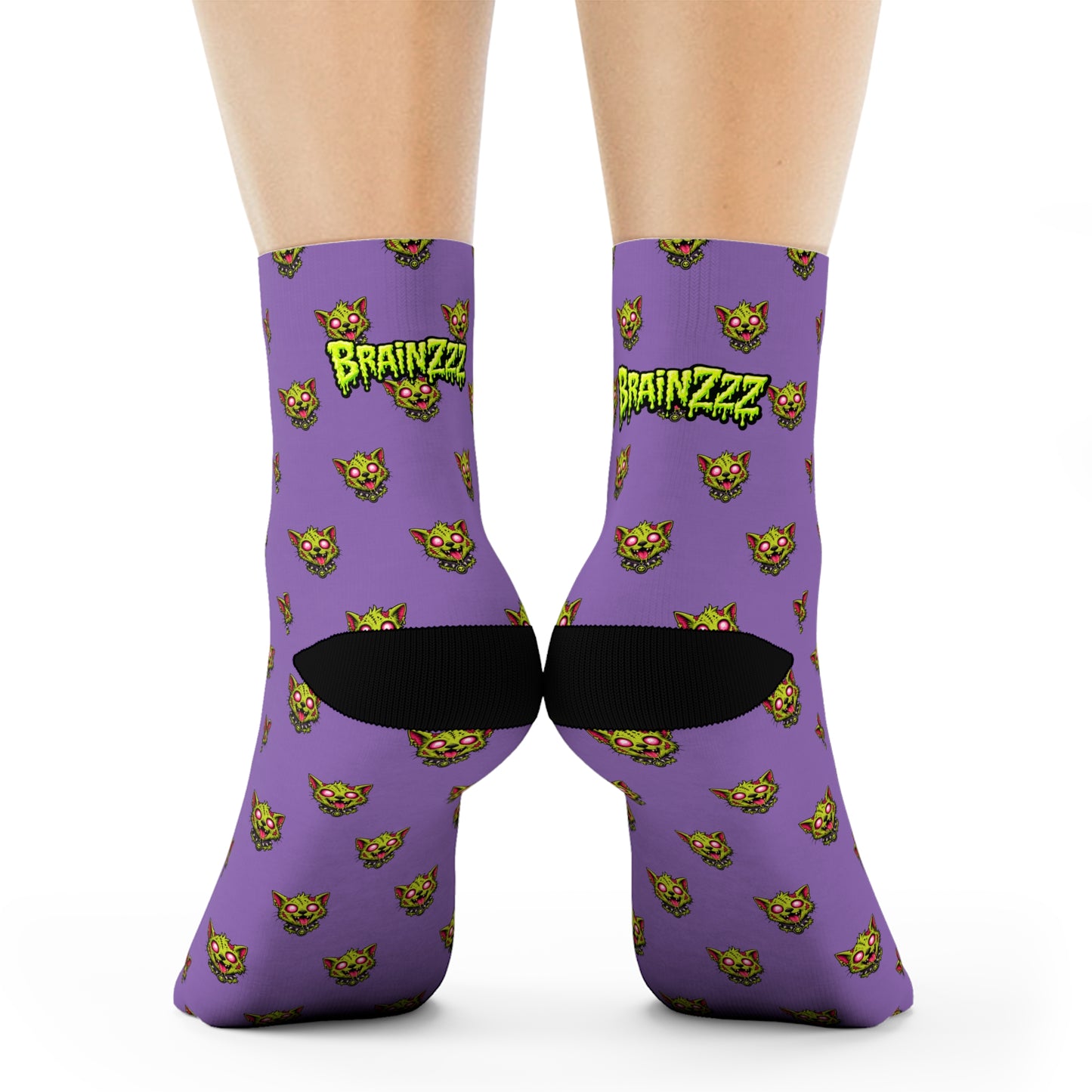 Purple Zombie Cat Crew Socks