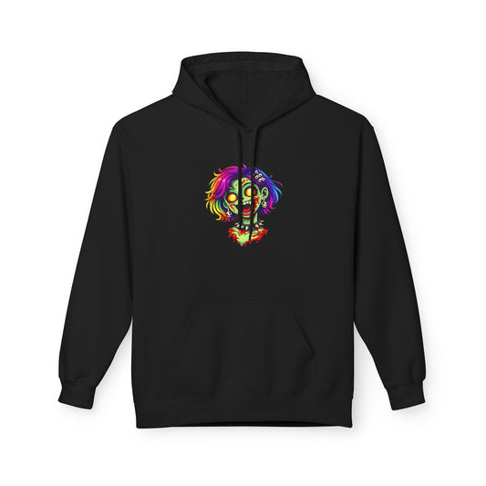 Zombie Rainbow Skull Hoodie — “BRAINZZZ” Neon Horror Pullover