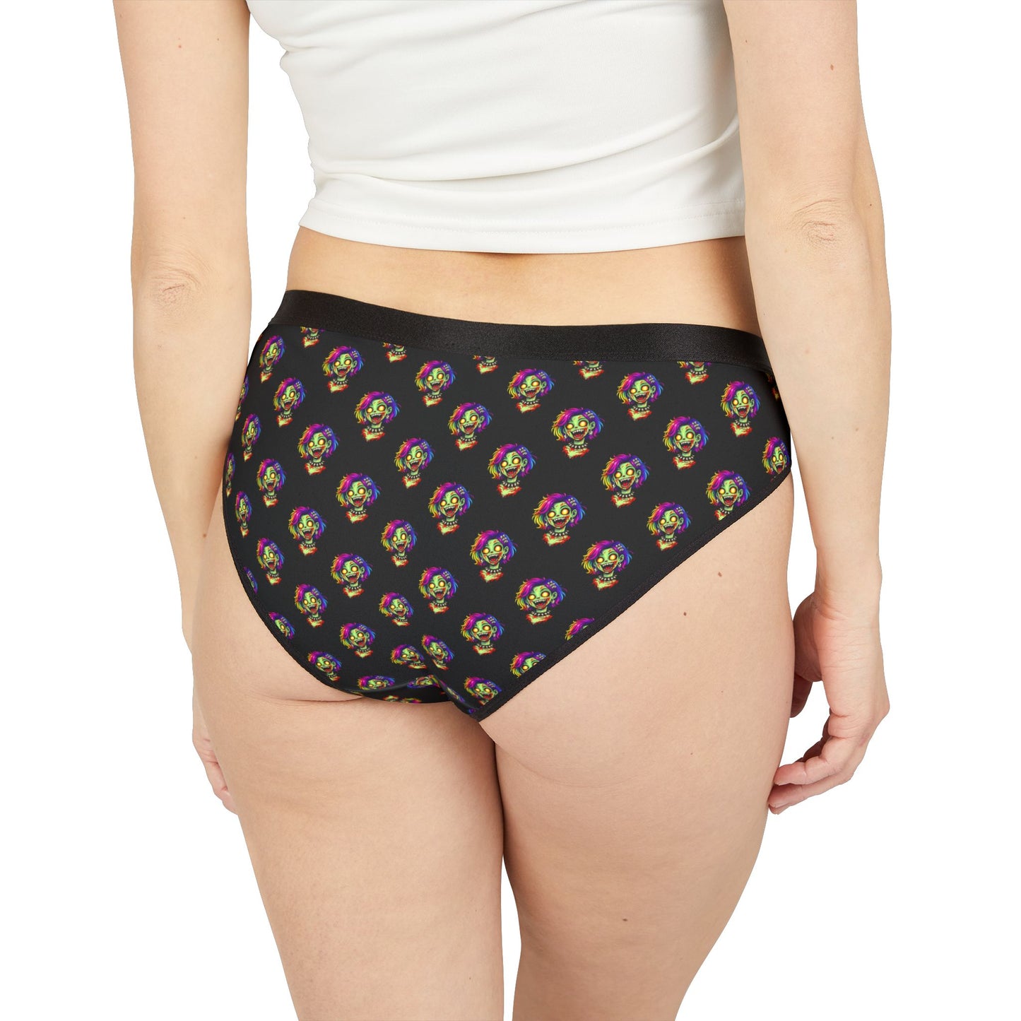Women’s Bikini Panties — Black Rainbow Skull Allover Print