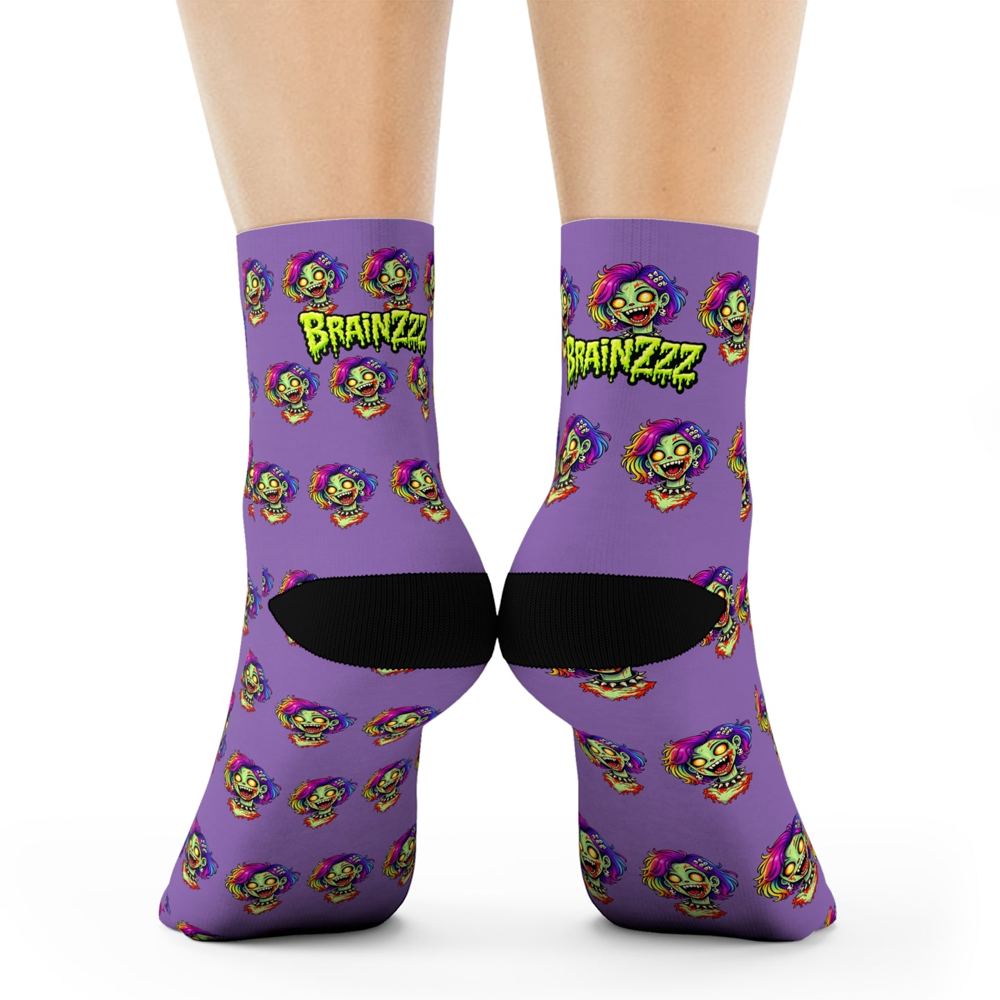 Brainzzz Purple Zombie Crew Socks — Fun Halloween/Geek Novelty Sock