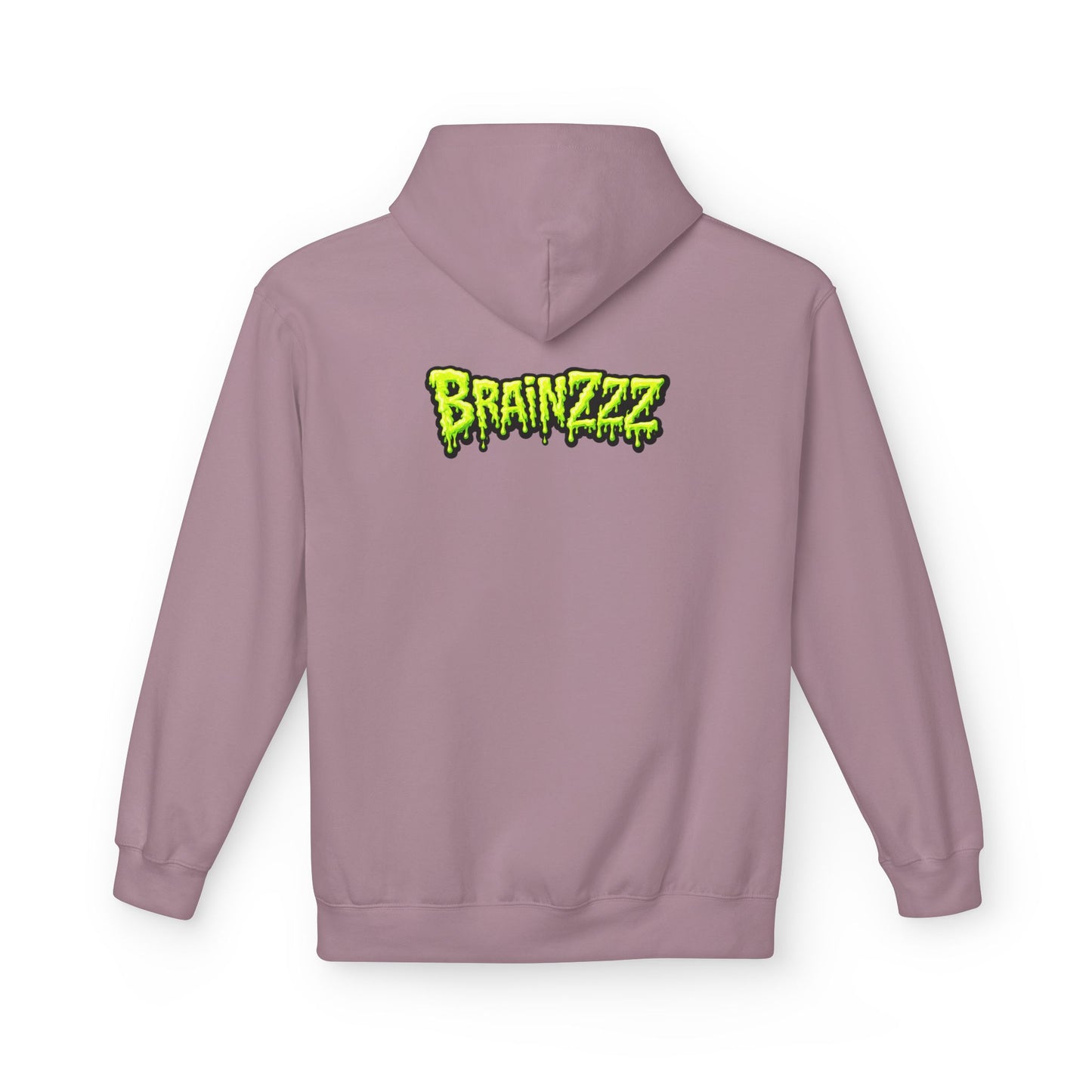 Zombie Rainbow Skull Hoodie — “BRAINZZZ” Neon Horror Pullover