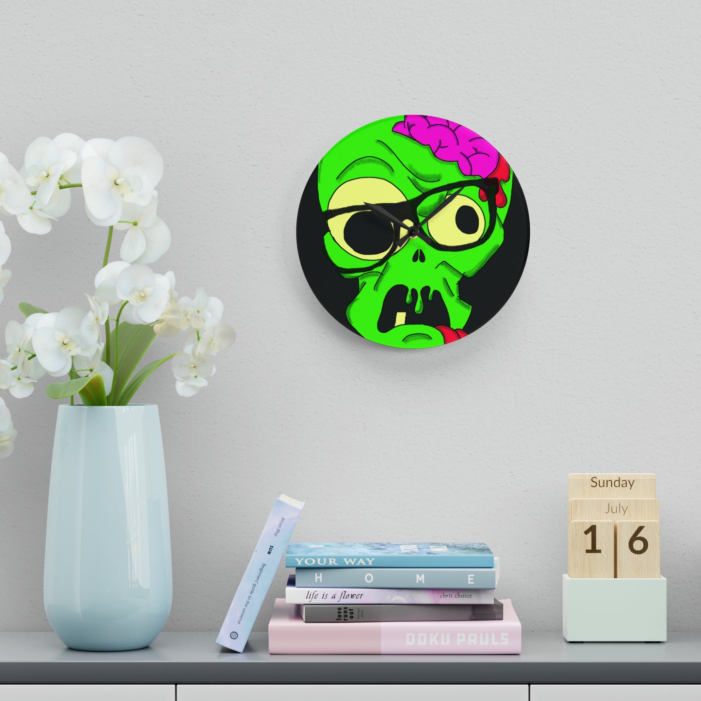 Nerdy Zombie Acrylic Wall Clock