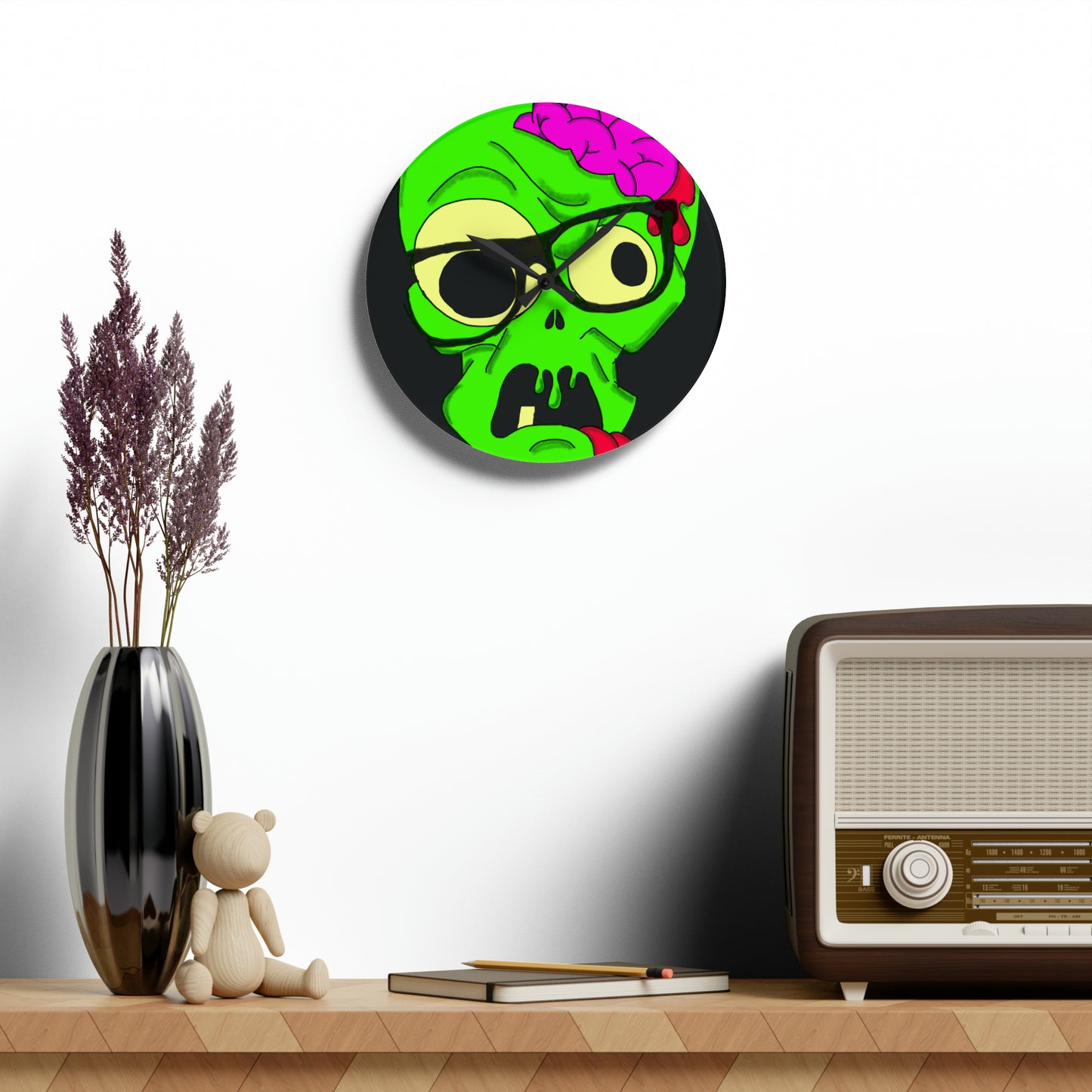 Nerdy Zombie Acrylic Wall Clock