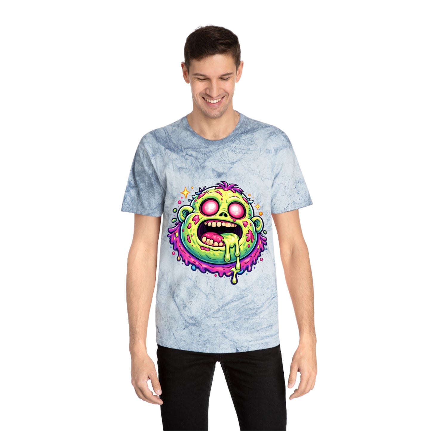 Zombie Brain Graphic T-Shirt — Colorful Creepy Drippy Design