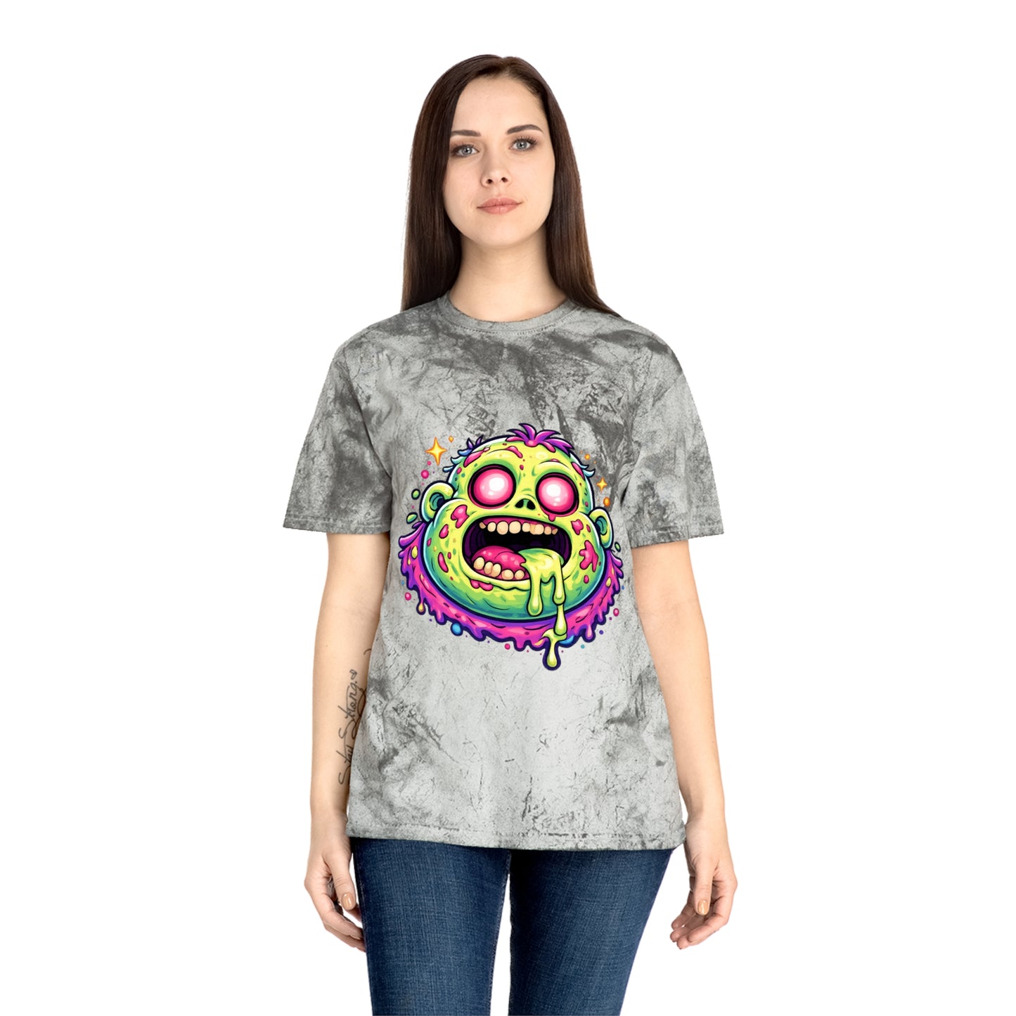 Zombie Brain Graphic T-Shirt — Colorful Creepy Drippy Design