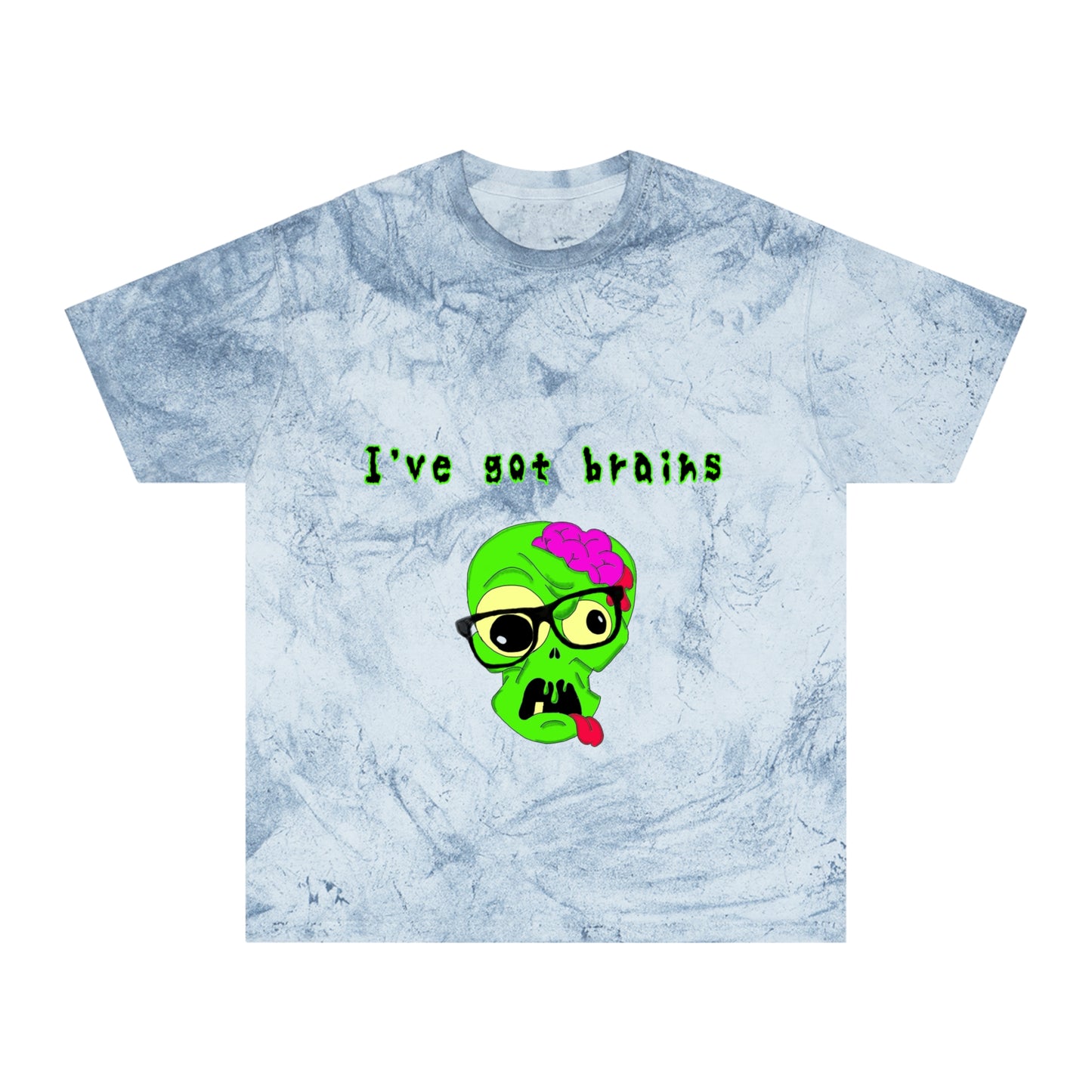 "I've got brains" Color Blast Nerd Zombie T-Shirt