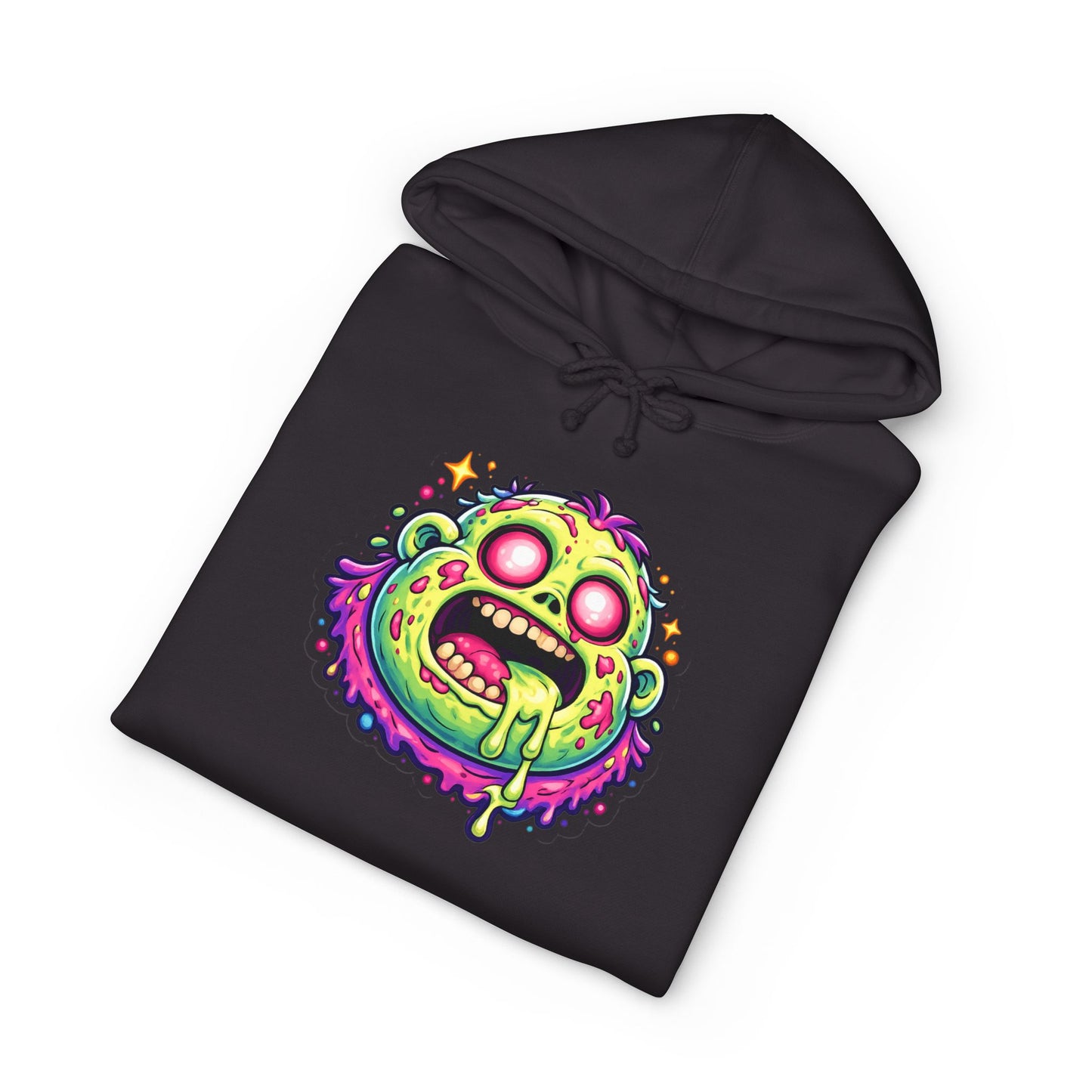 Zombie Brain Graphic Hoodie — Neon Dripping Skull Streetwear