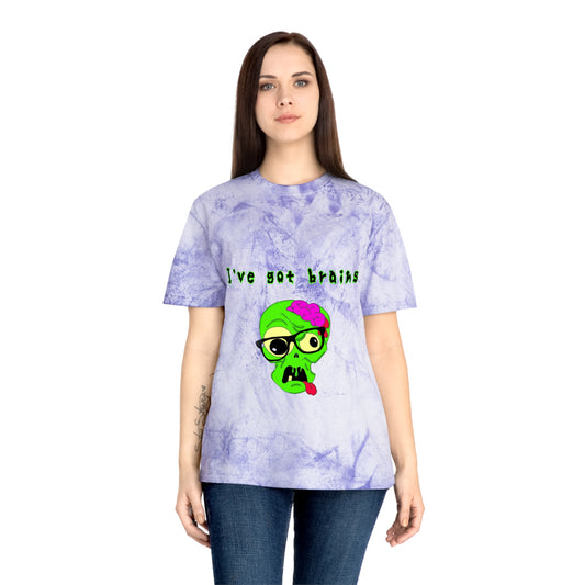 "I've got brains" Color Blast Nerd Zombie T-Shirt