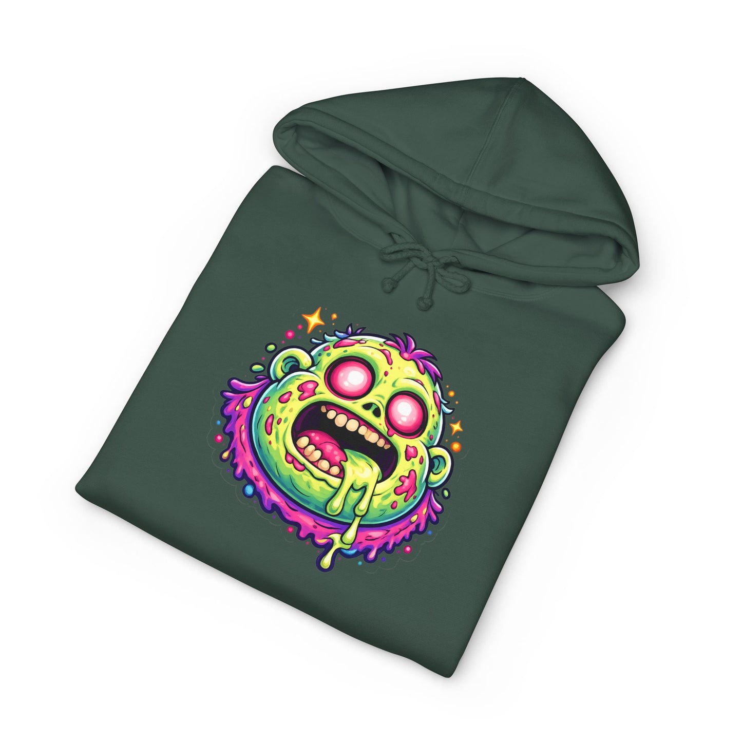 Zombie Brain Graphic Hoodie — Neon Dripping Skull Streetwear