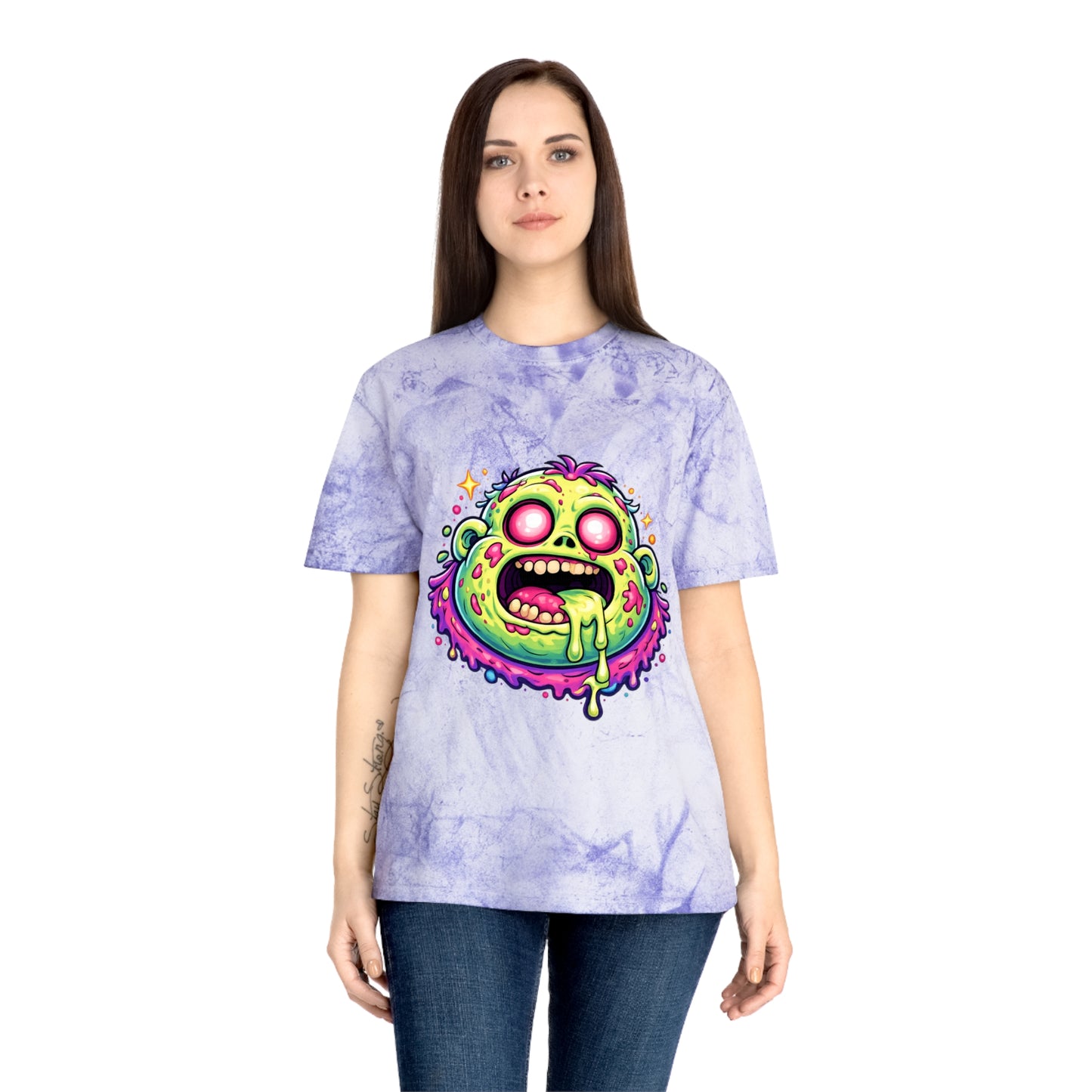 Zombie Brain Graphic T-Shirt — Colorful Creepy Drippy Design