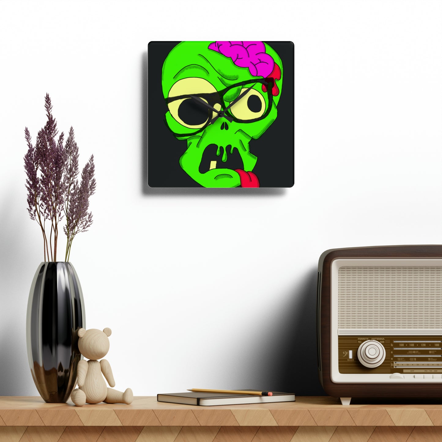 Nerdy Zombie Acrylic Wall Clock