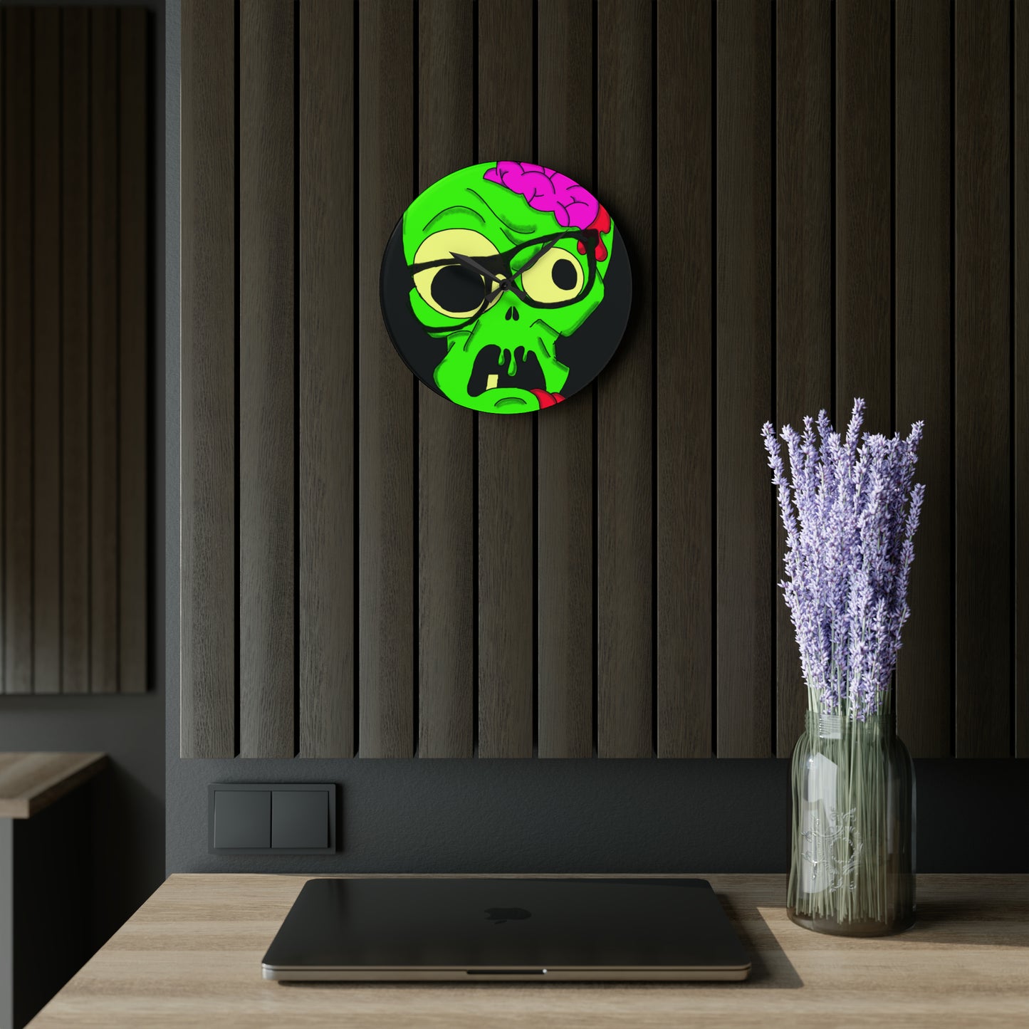 Nerdy Zombie Acrylic Wall Clock