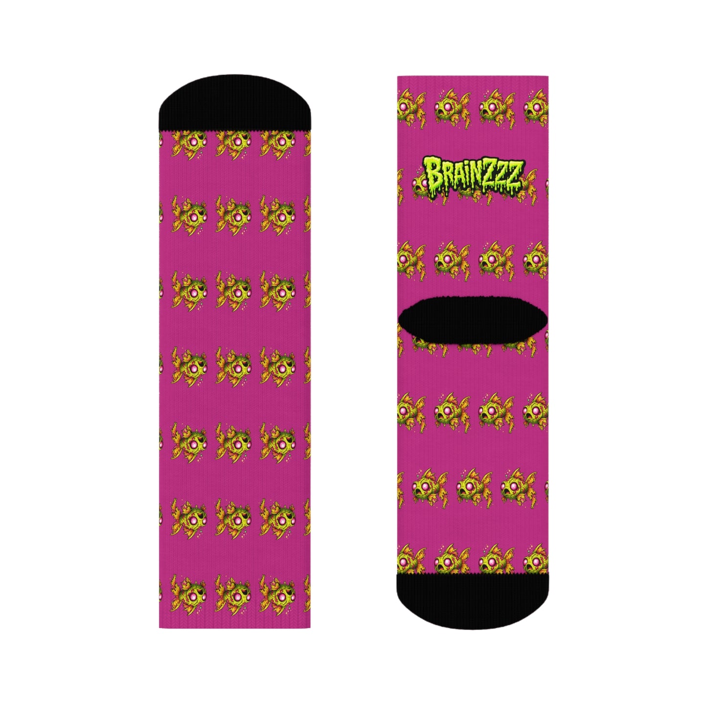 Pink Zombie Fish Crew Socks