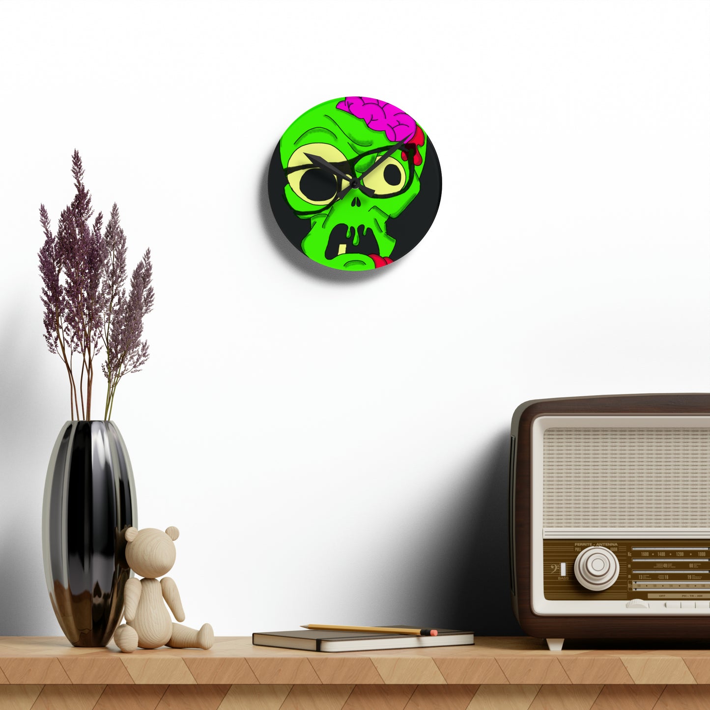 Nerdy Zombie Acrylic Wall Clock