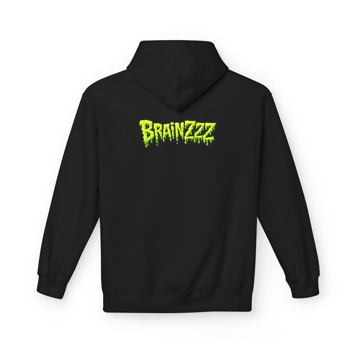 Zombie Rainbow Skull Hoodie — “BRAINZZZ” Neon Horror Pullover