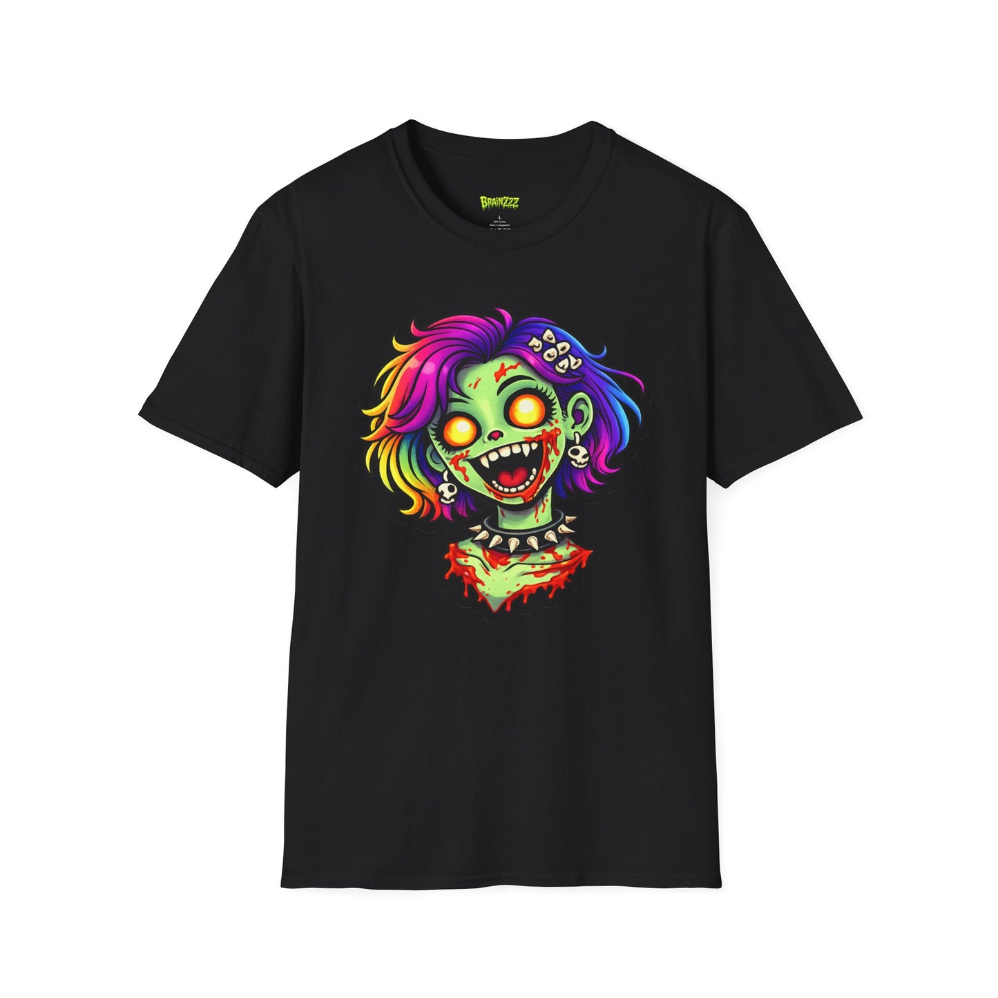 Zombie Girl T-Shirt — Neon Rainbow Horror Graphic Tee