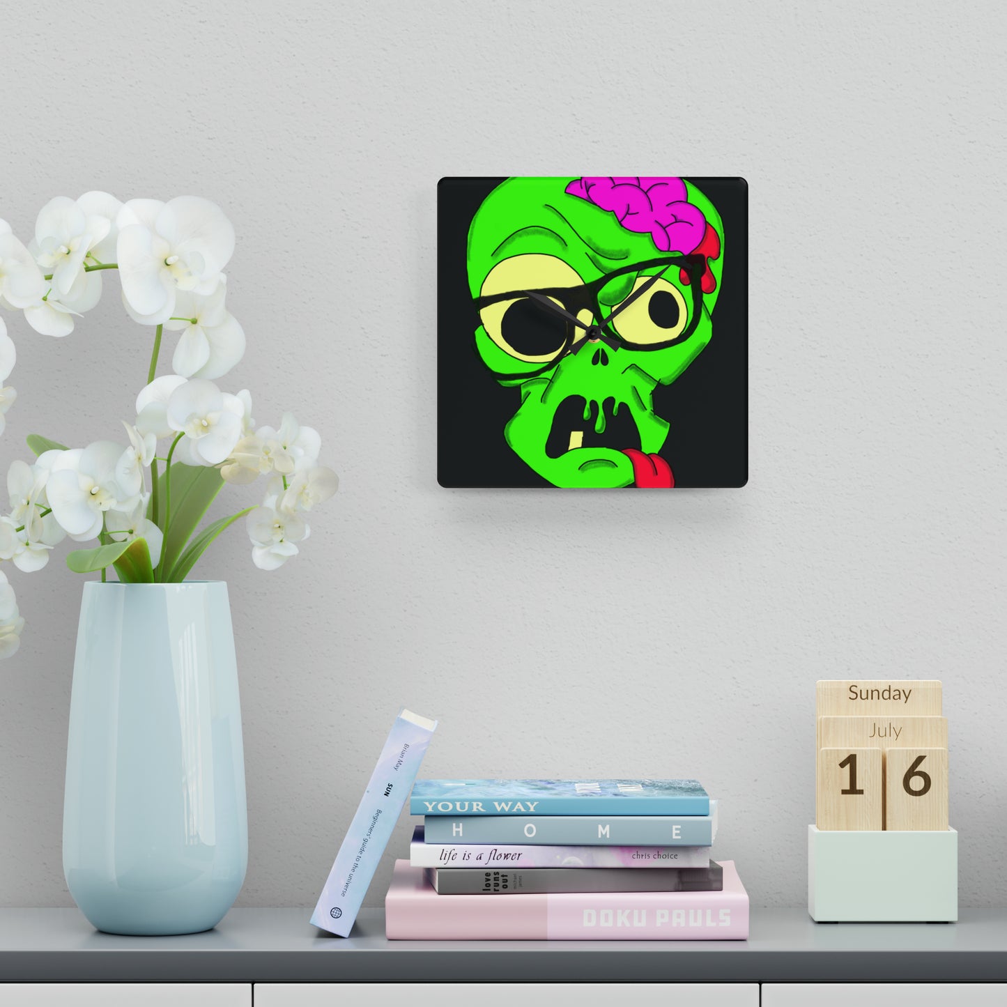 Nerdy Zombie Acrylic Wall Clock