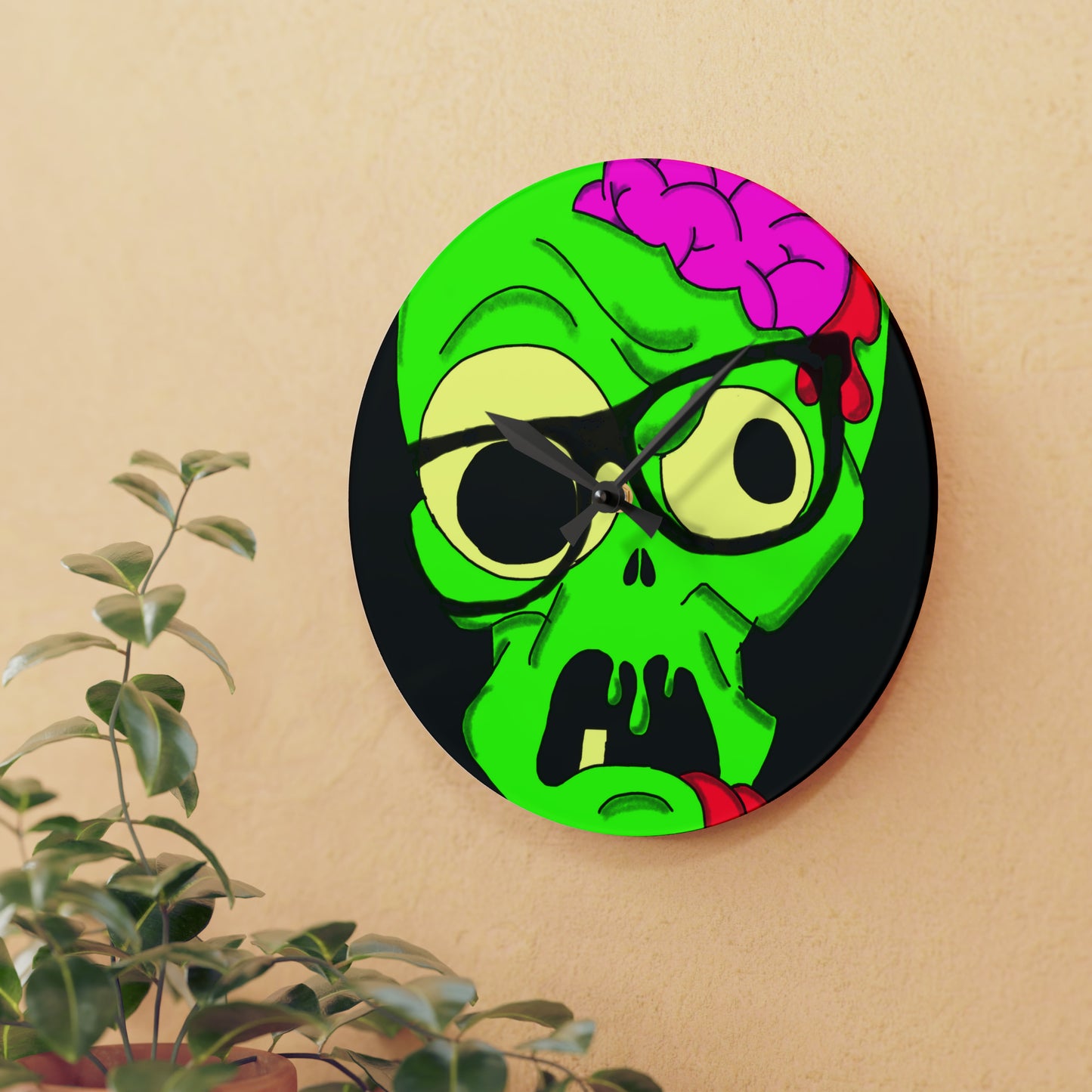 Nerdy Zombie Acrylic Wall Clock