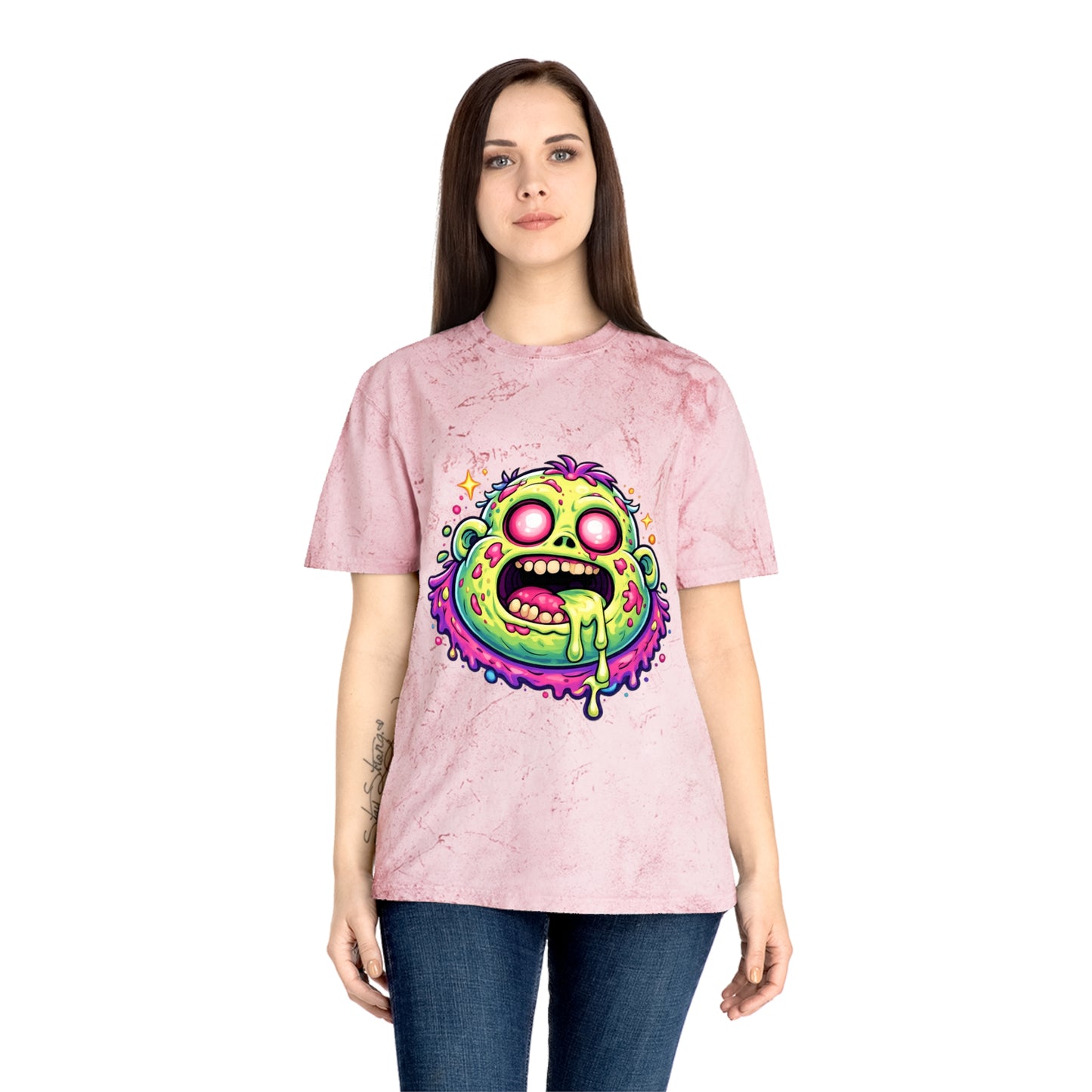 Zombie Brain Graphic T-Shirt — Colorful Creepy Drippy Design