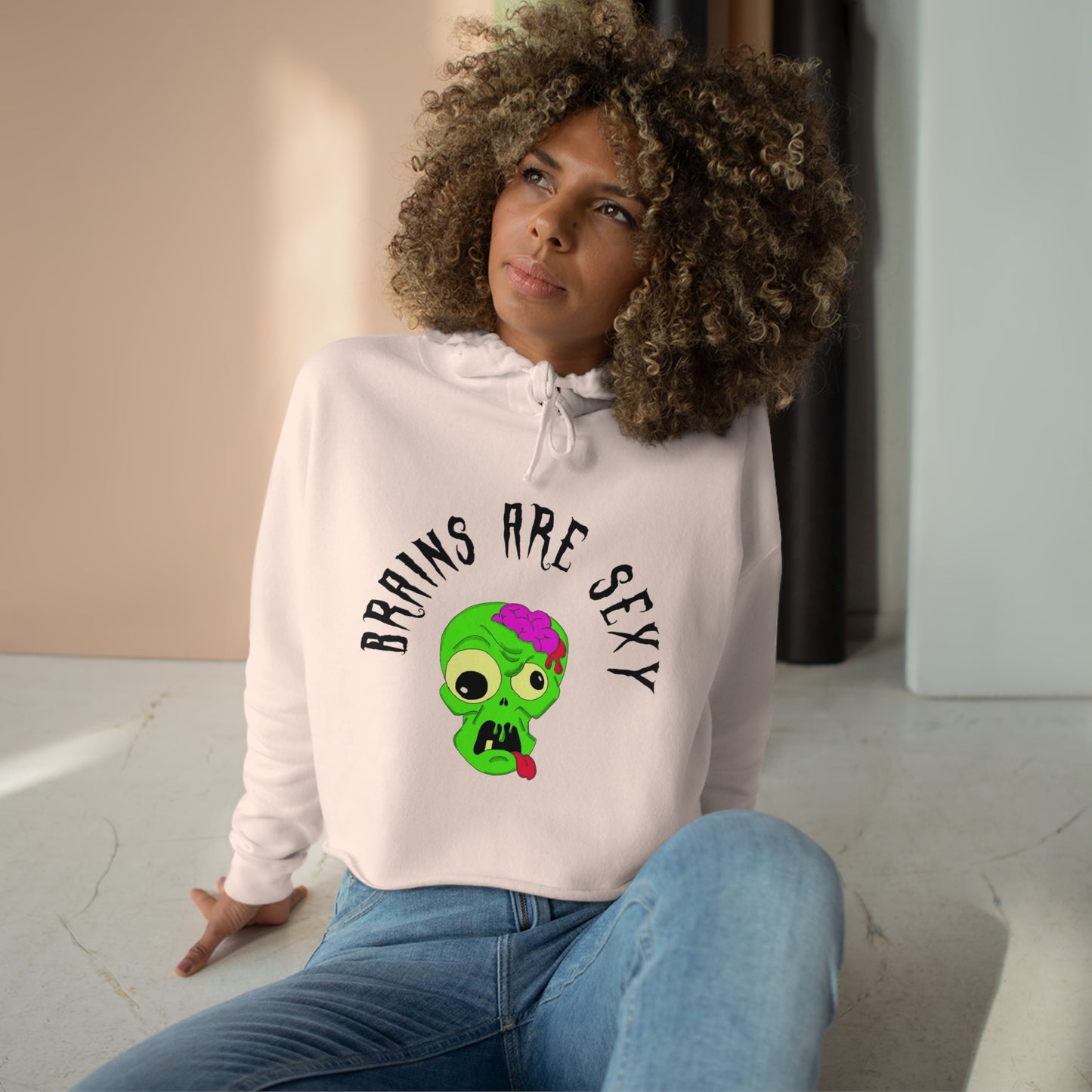 "Brains are Sexy" Crop Boy Zombie Hoodie