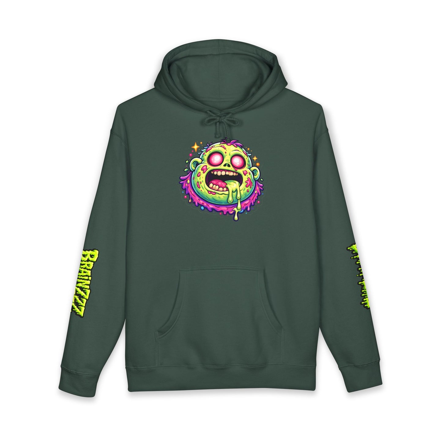 Zombie Brain Graphic Hoodie — Neon Dripping Skull Streetwear