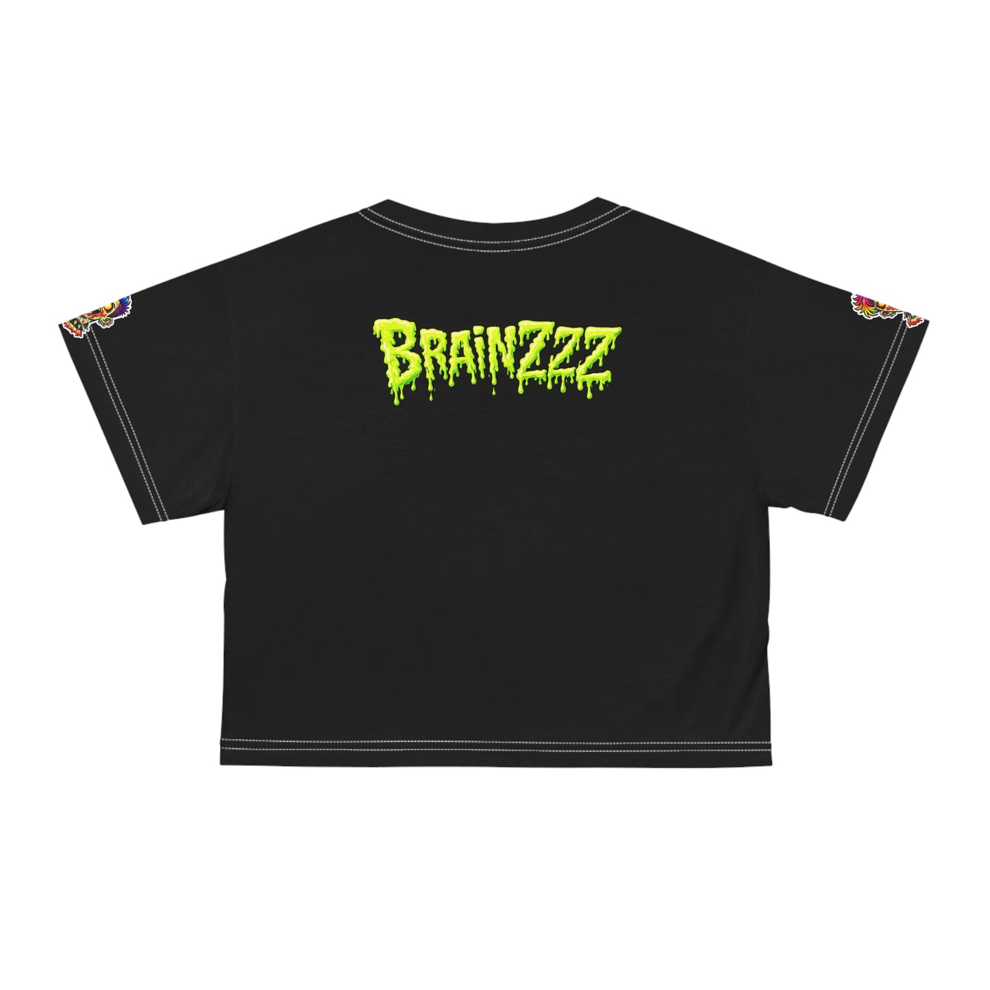Zombie Punk Crop Tee — Colorful 'BRAI NZZZ' Horror Graphic