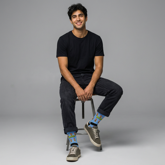 Brainzzz Powder Blue Zombie Crew Socks — Fun Halloween/Geek Novelty Sock