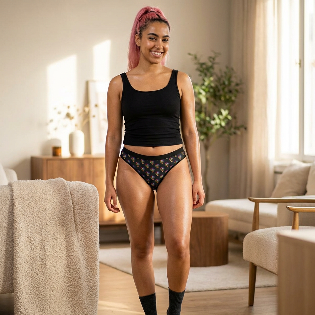 Skull Pattern Women's Thong — Colorful Gothic Skull Print