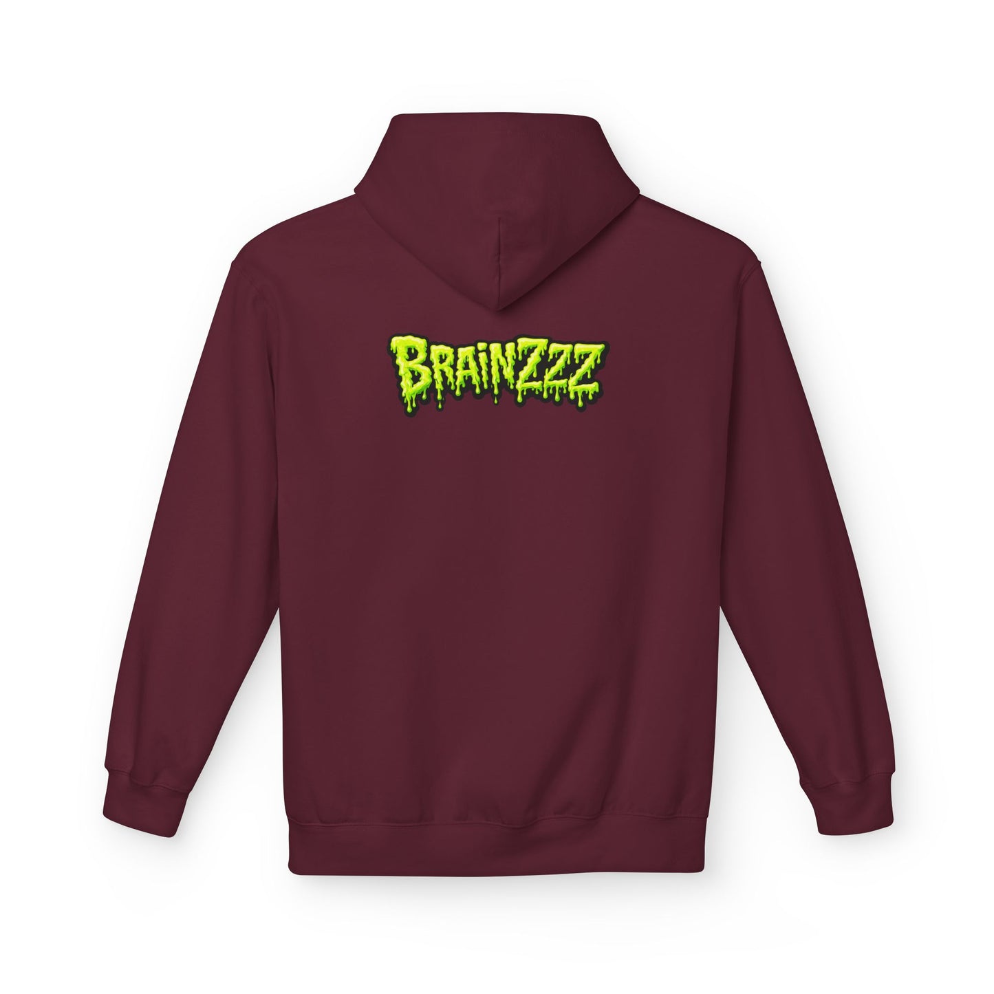 Zombie Rainbow Skull Hoodie — “BRAINZZZ” Neon Horror Pullover