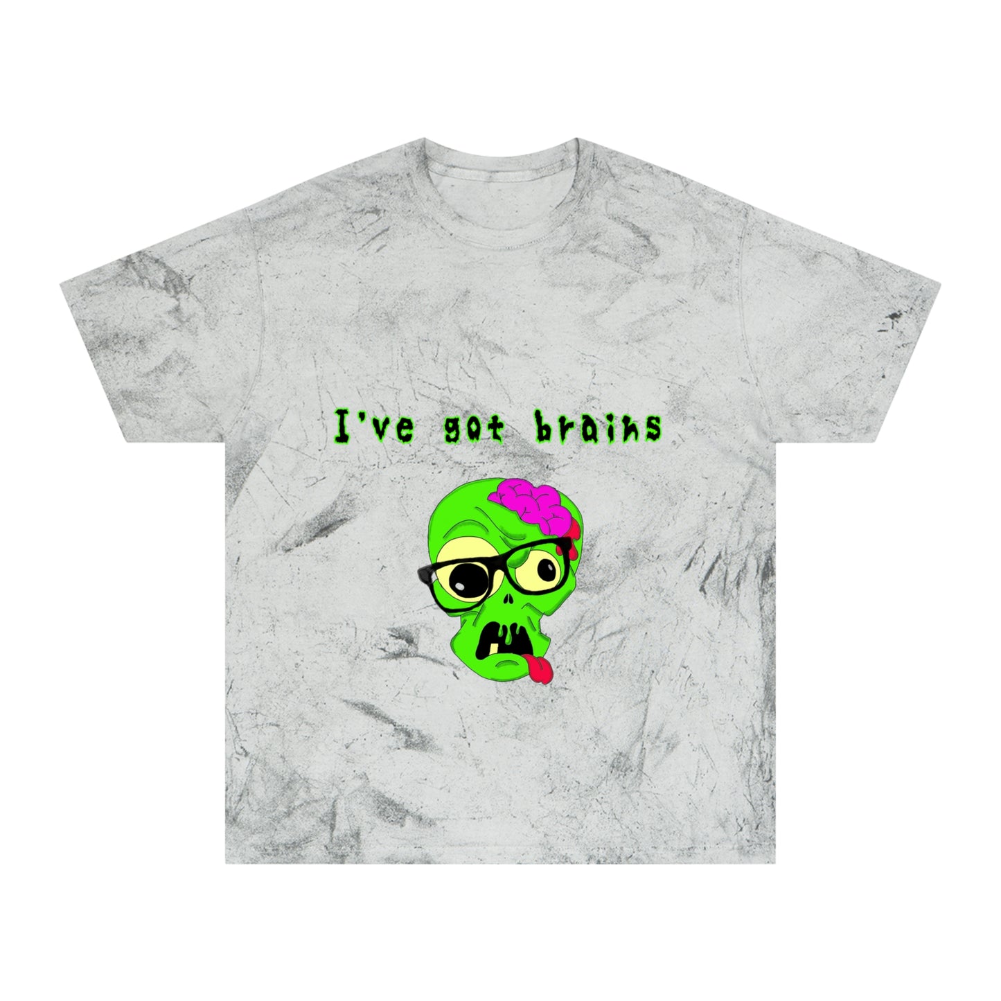 "I've got brains" Color Blast Nerd Zombie T-Shirt