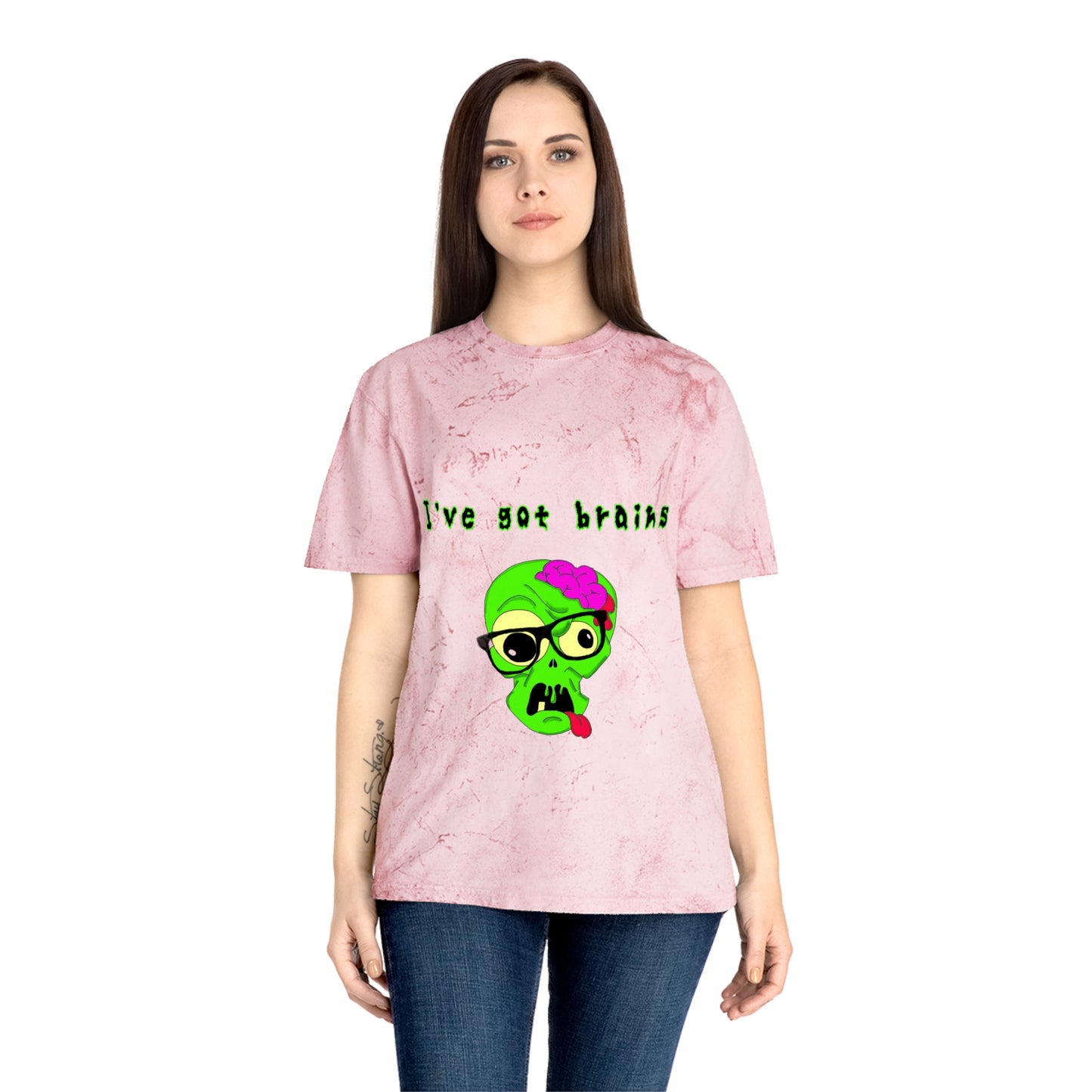 "I've got brains" Color Blast Nerd Zombie T-Shirt