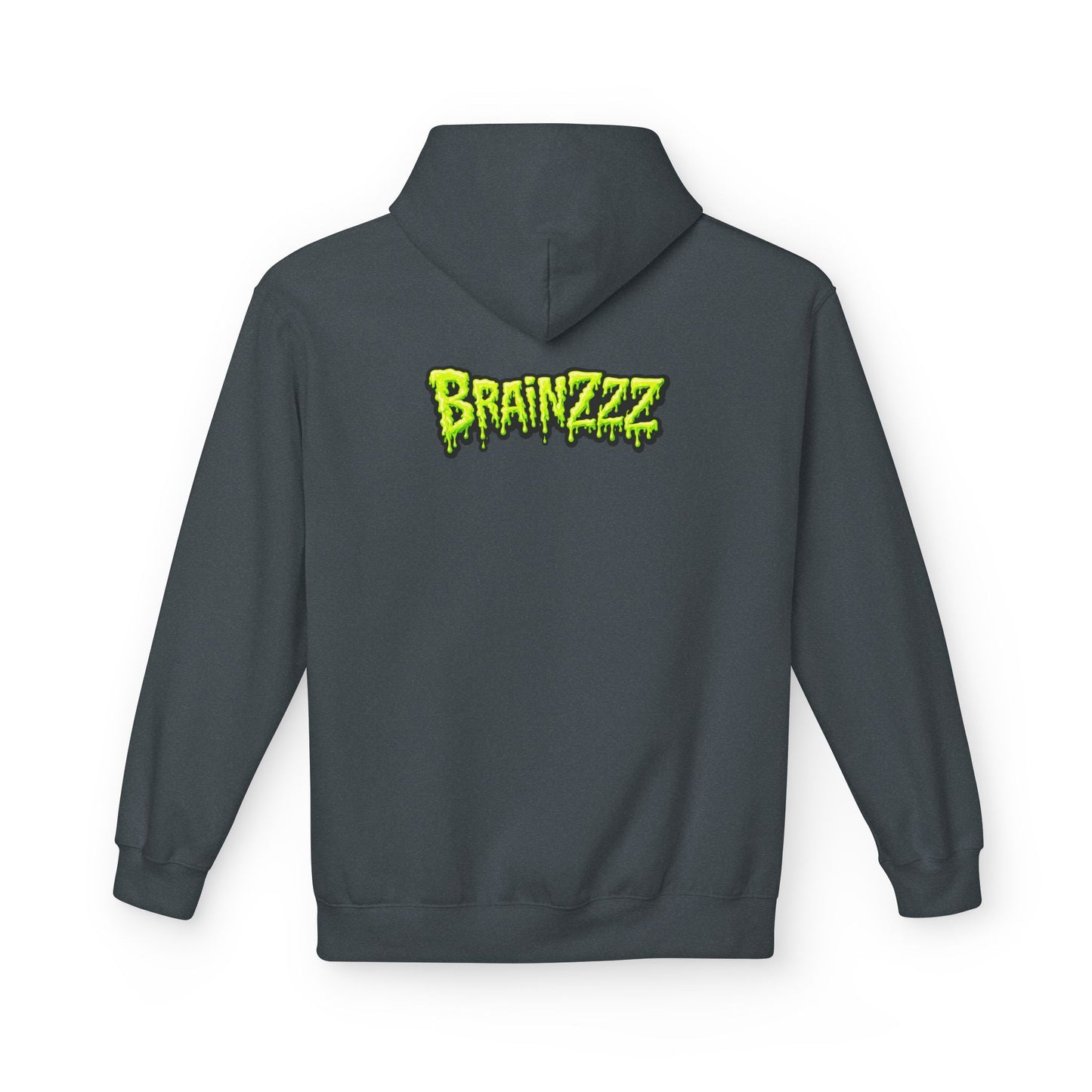 Zombie Rainbow Skull Hoodie — “BRAINZZZ” Neon Horror Pullover