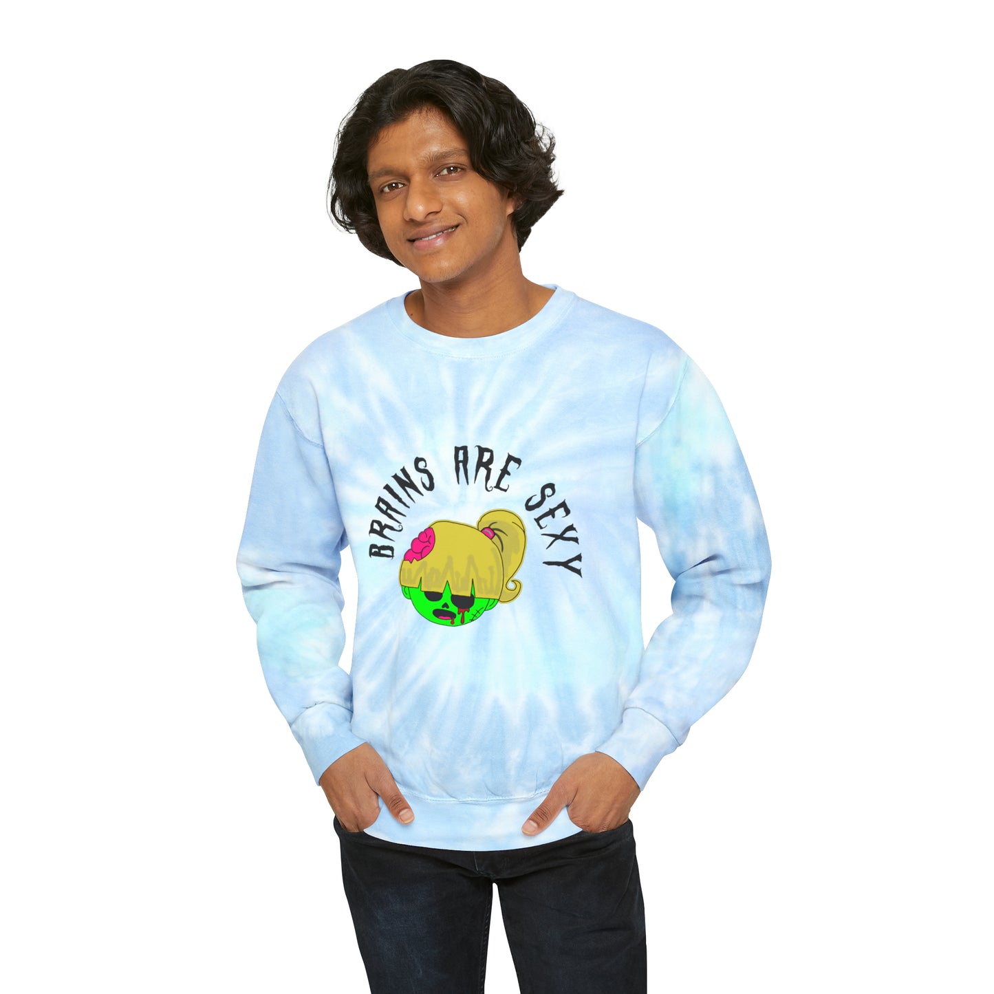 "Brains are Sexy" Girl Zombie Tie-Dye Sweatshirt