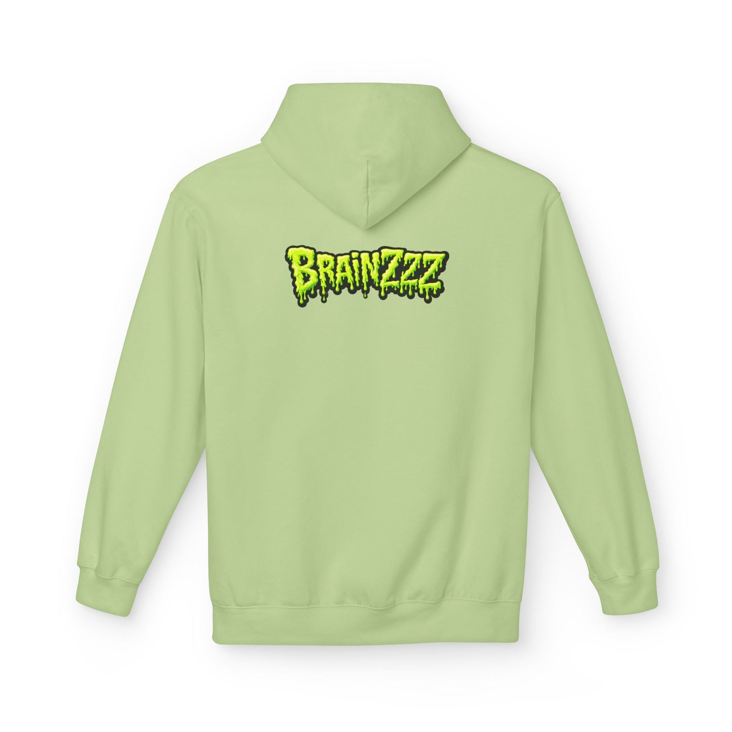 Zombie Rainbow Skull Hoodie — “BRAINZZZ” Neon Horror Pullover