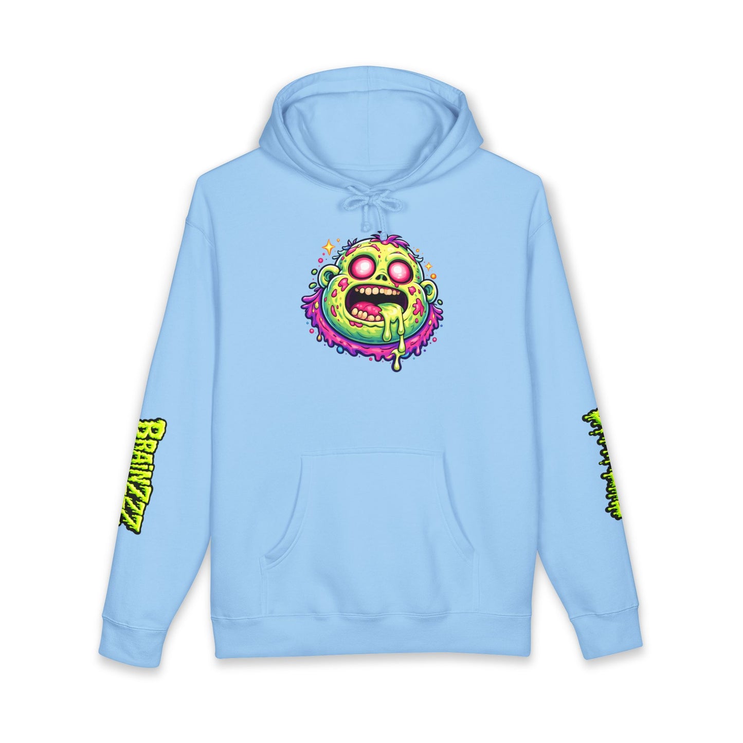 Zombie Brain Graphic Hoodie — Neon Dripping Skull Streetwear