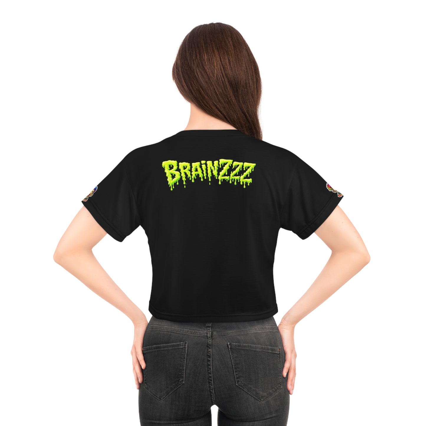 Zombie Punk Crop Tee — Colorful 'BRAI NZZZ' Horror Graphic