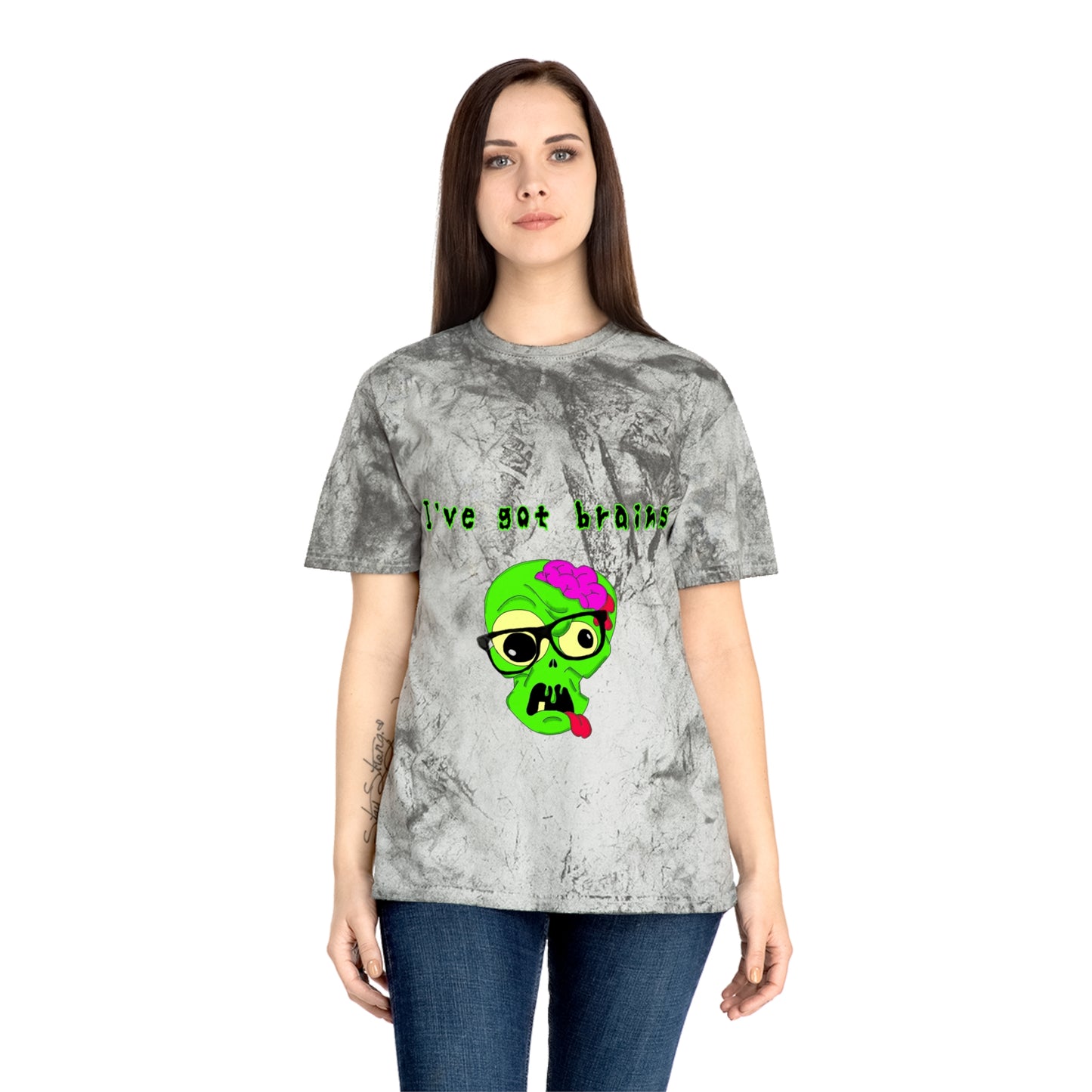 "I've got brains" Color Blast Nerd Zombie T-Shirt