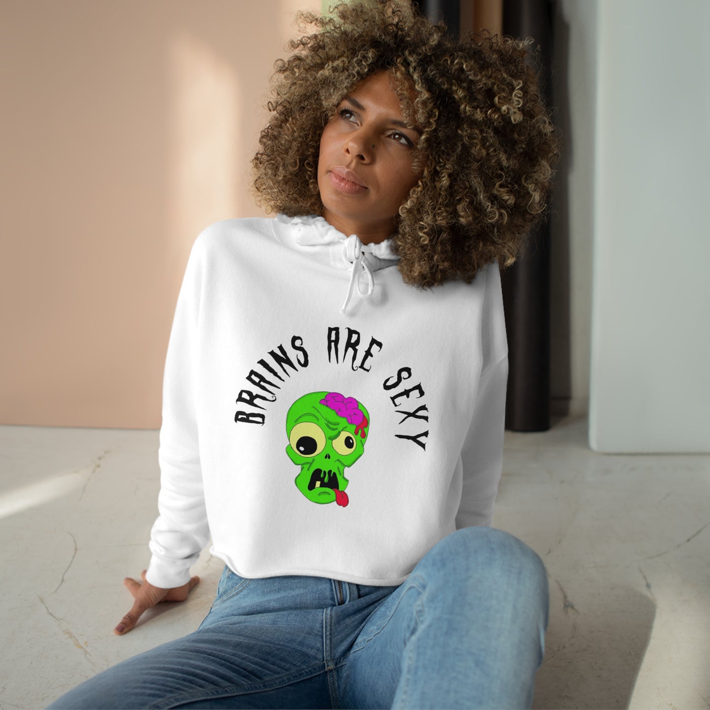 "Brains are Sexy" Crop Boy Zombie Hoodie