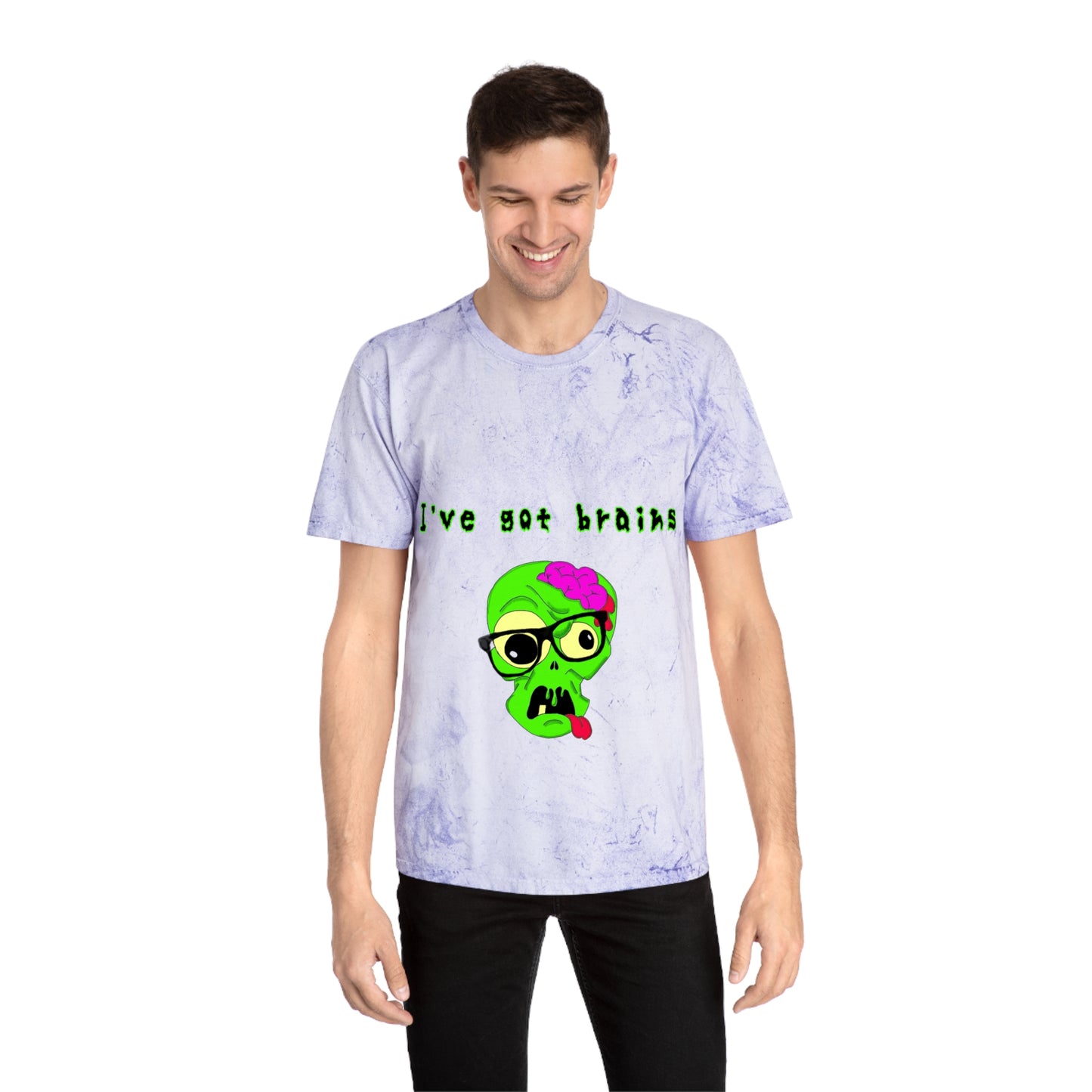 "I've got brains" Color Blast Nerd Zombie T-Shirt