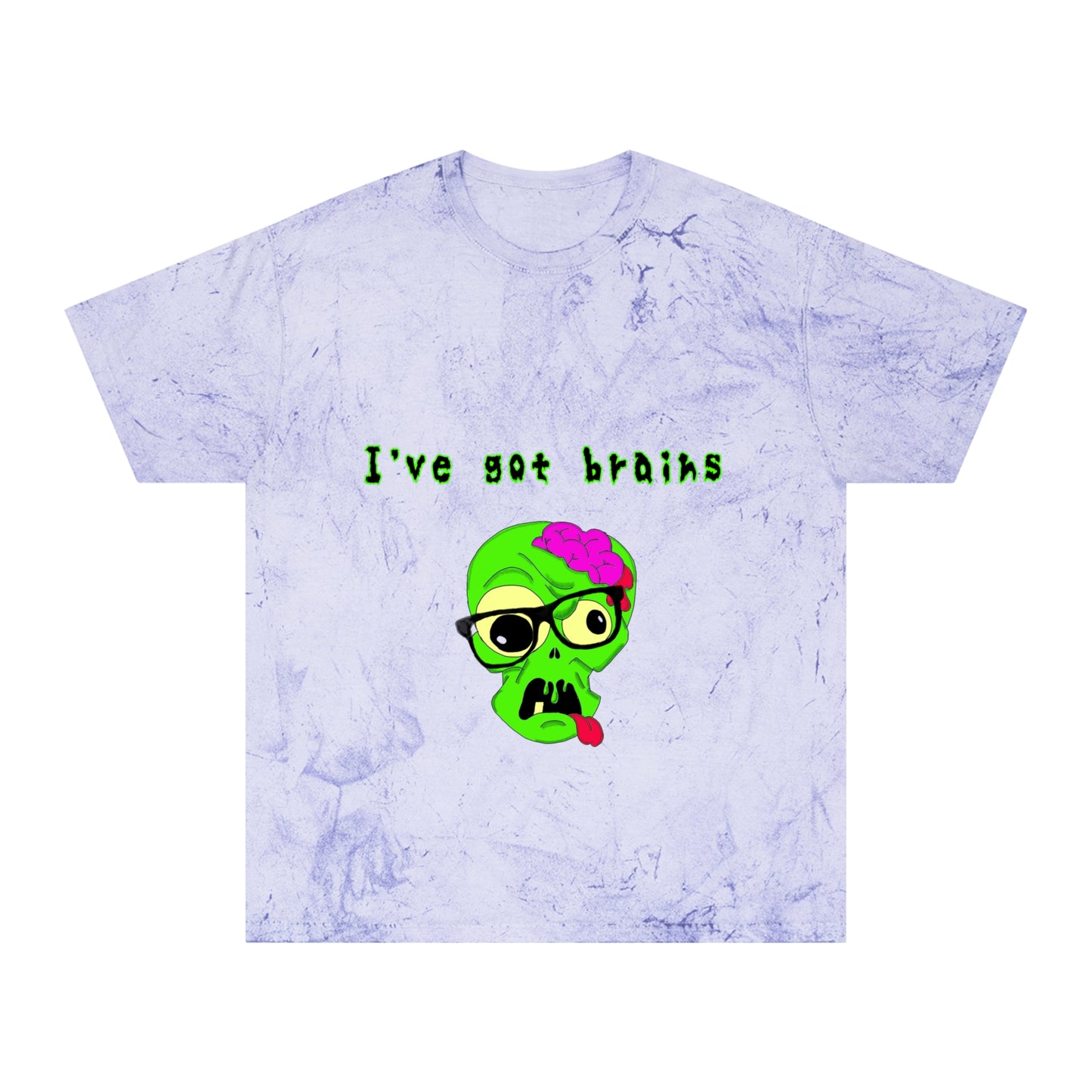 "I've got brains" Color Blast Nerd Zombie T-Shirt