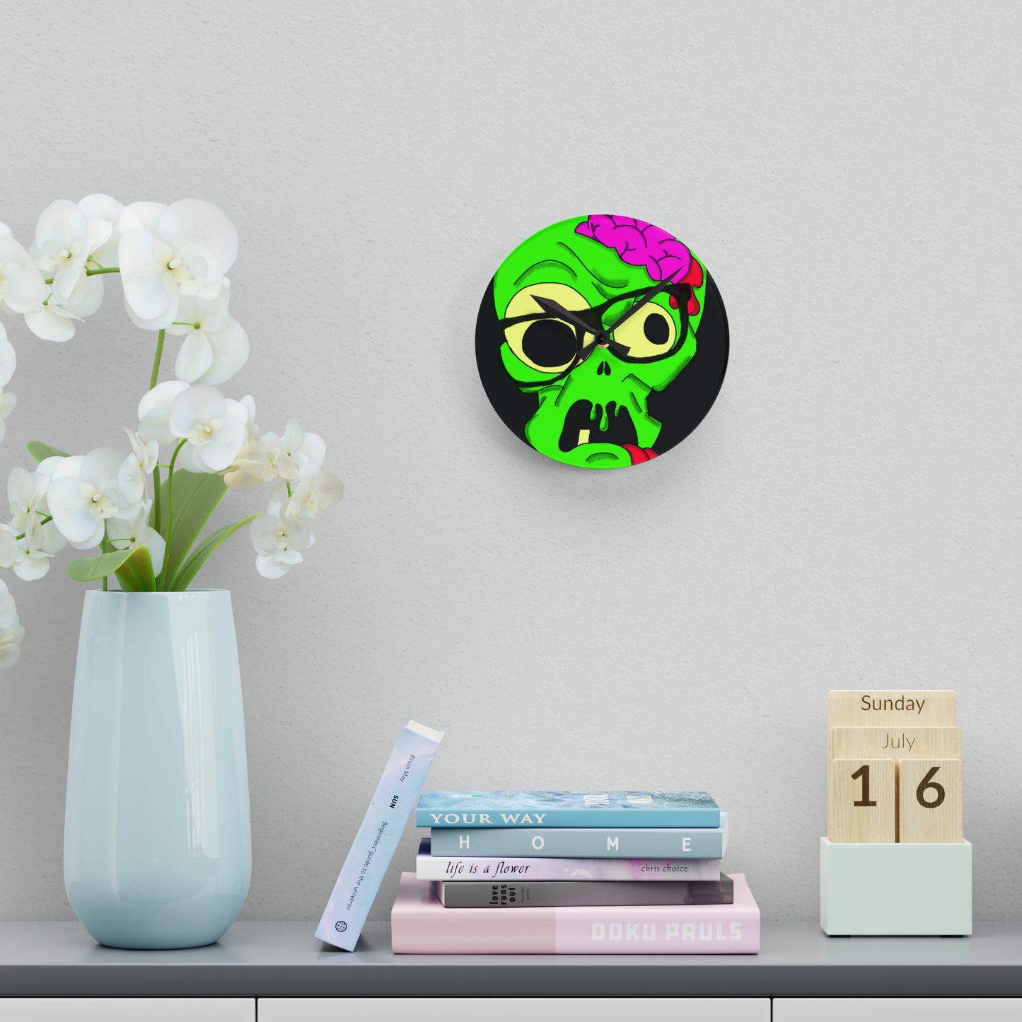 Nerdy Zombie Acrylic Wall Clock