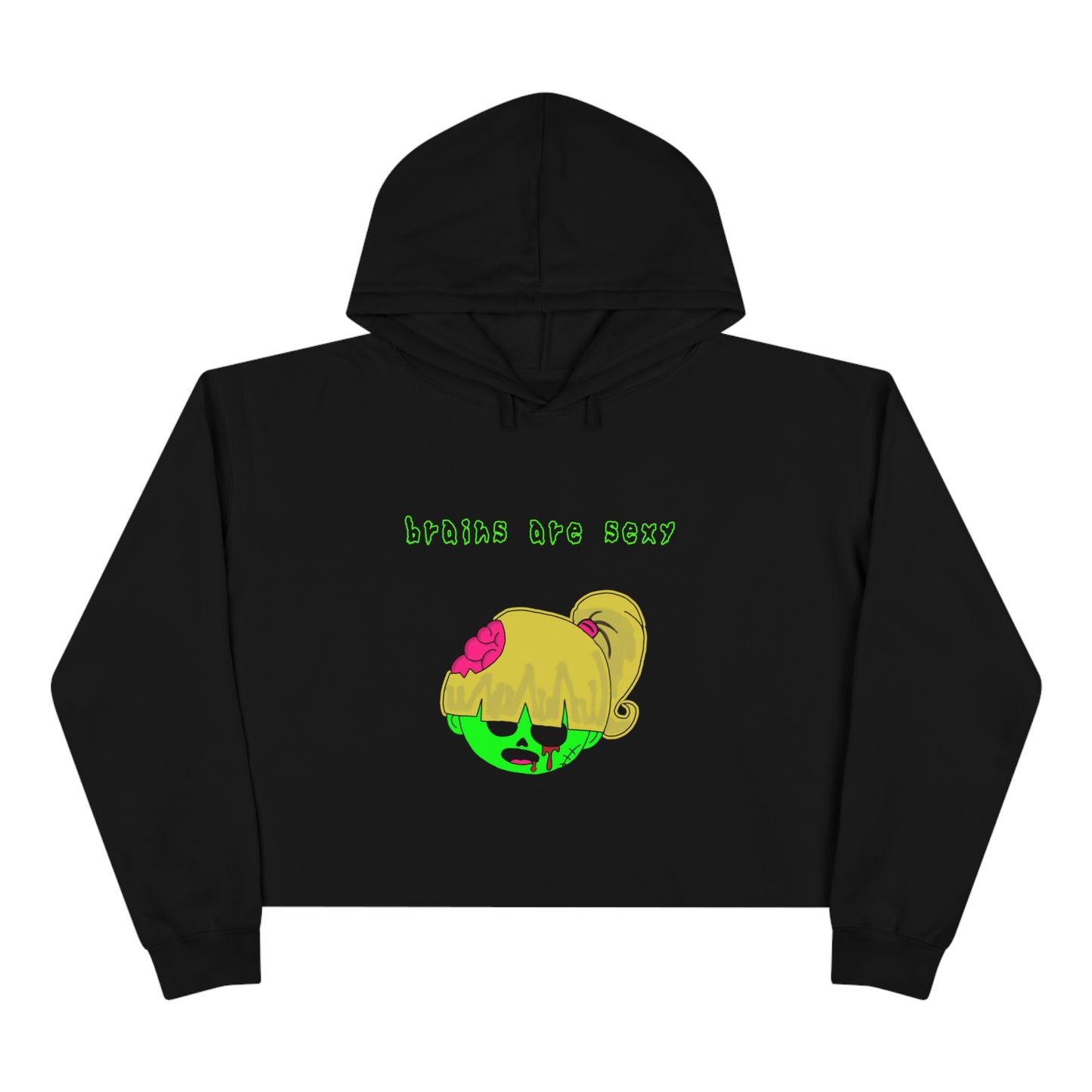 "Brains are sexy" Crop Zombie Hoodie (Girl)