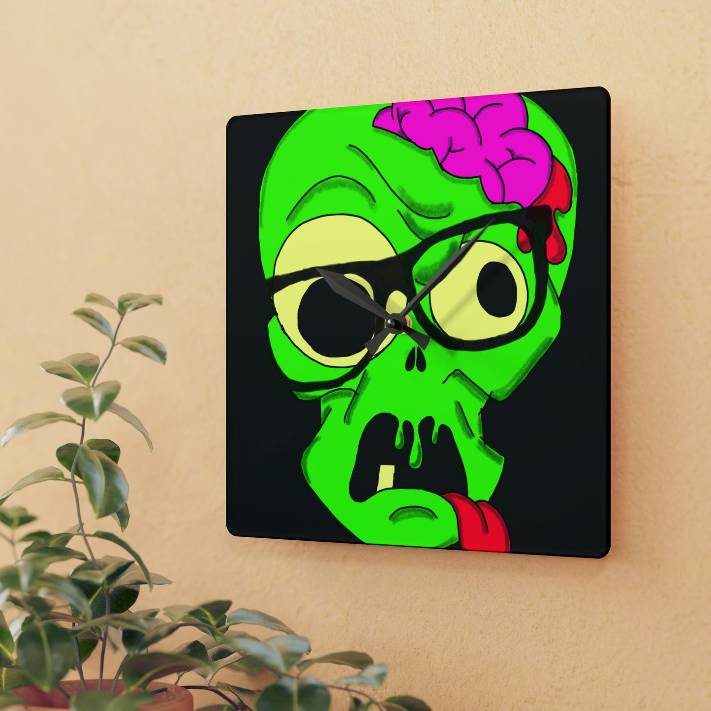 Nerdy Zombie Acrylic Wall Clock