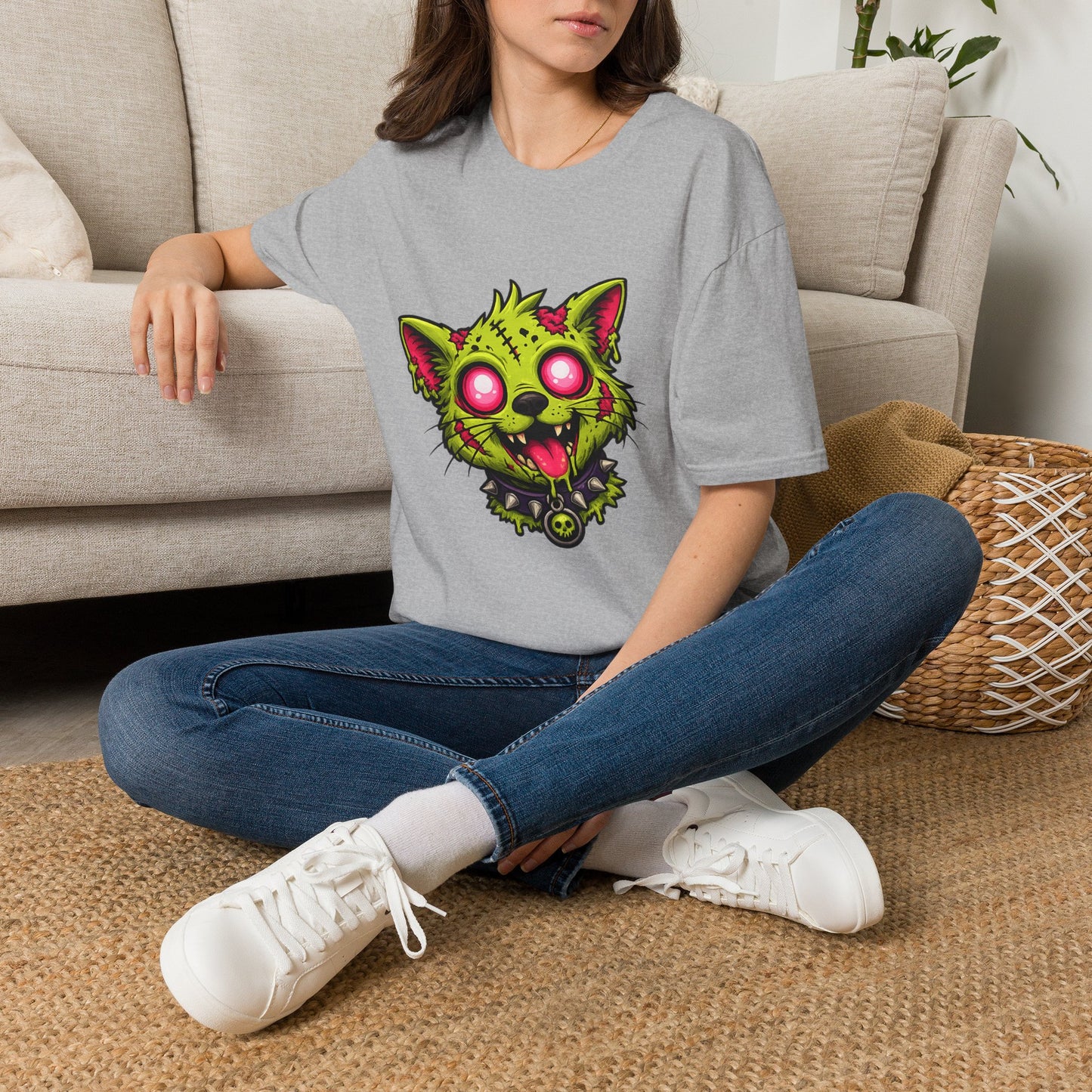 Zombie Cat Graphic T-Shirt