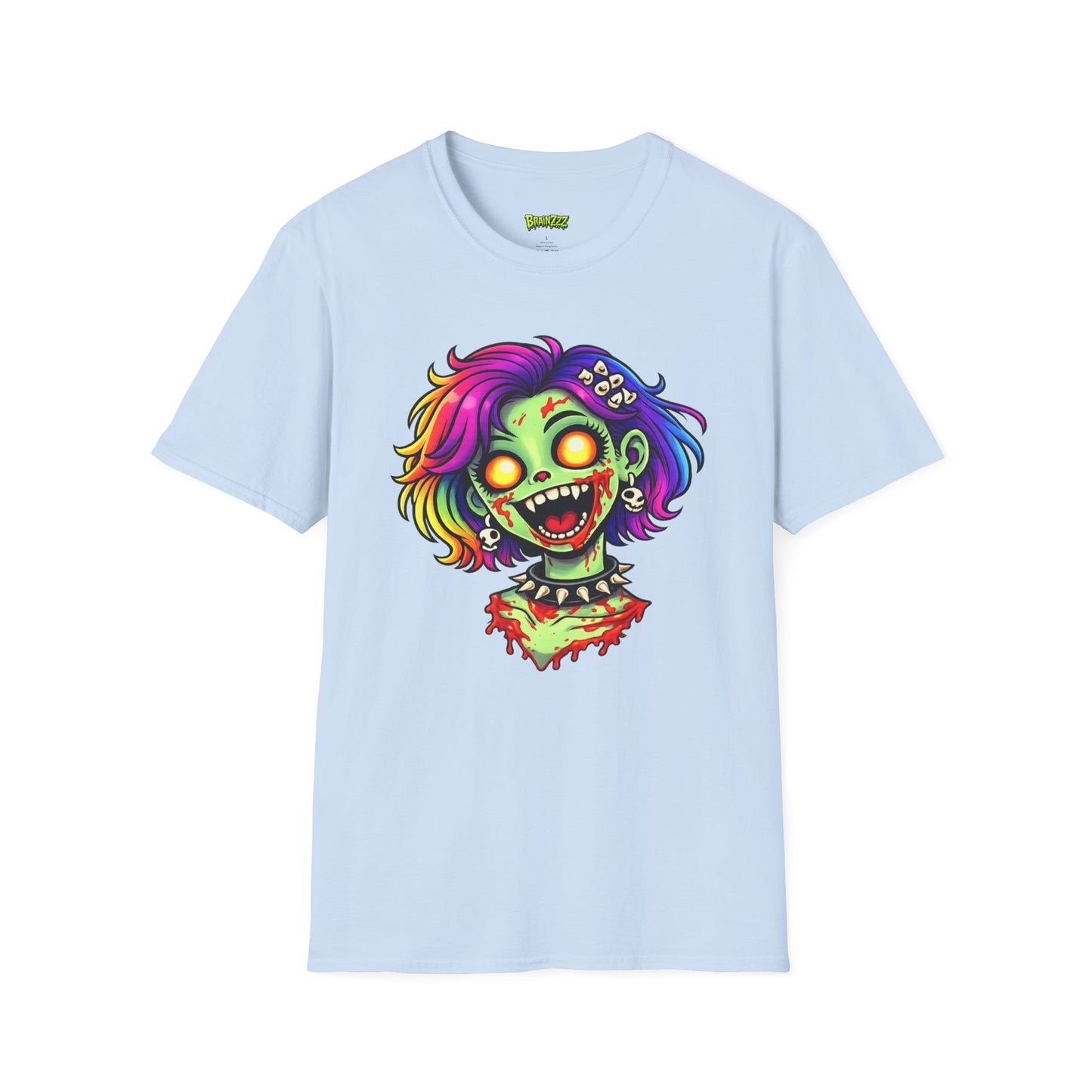 Zombie Girl T-Shirt — Neon Rainbow Horror Graphic Tee