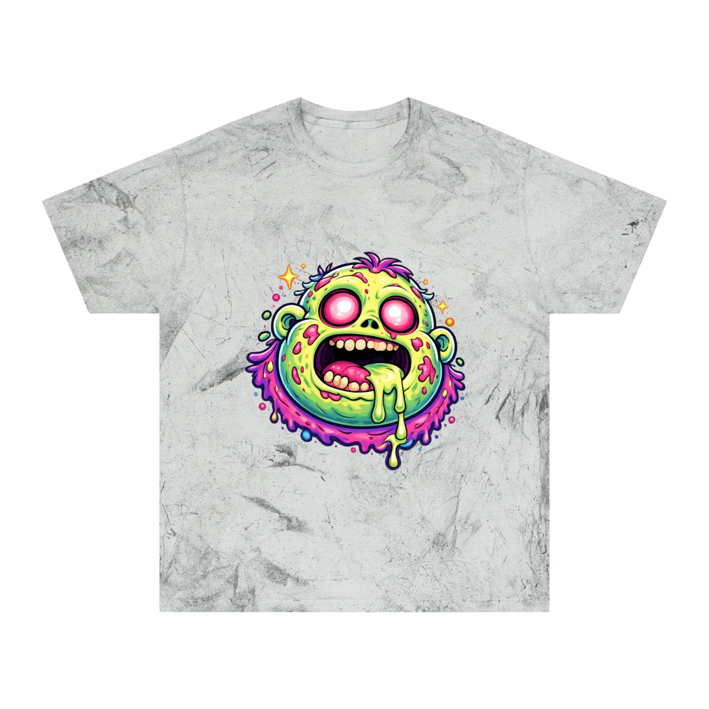 Zombie Brain Graphic T-Shirt — Colorful Creepy Drippy Design