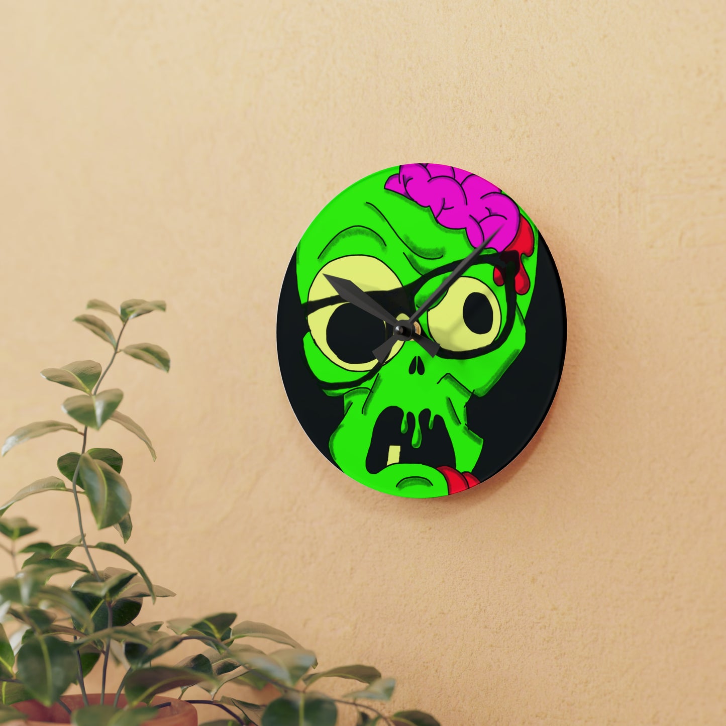 Nerdy Zombie Acrylic Wall Clock