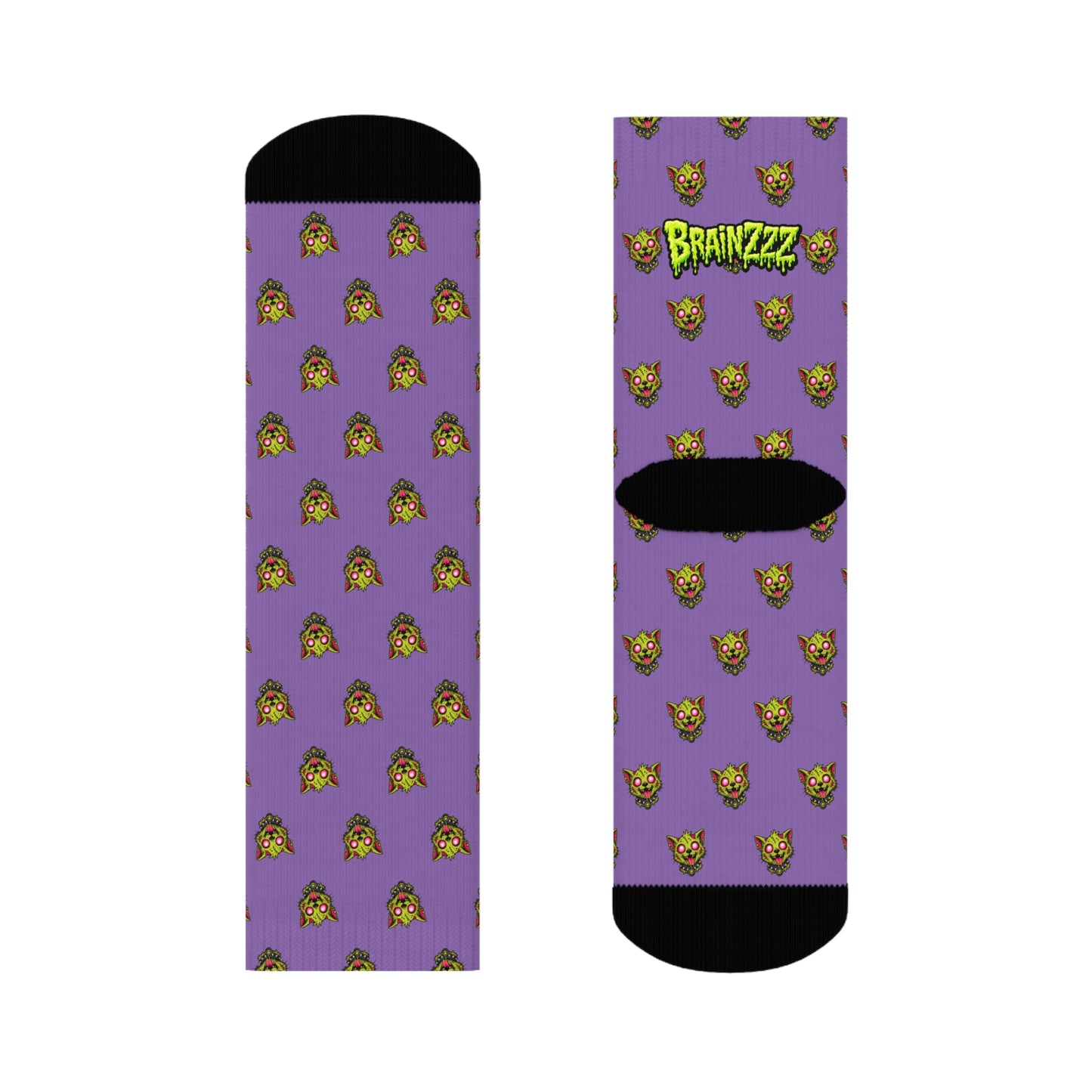 Purple Zombie Cat Crew Socks
