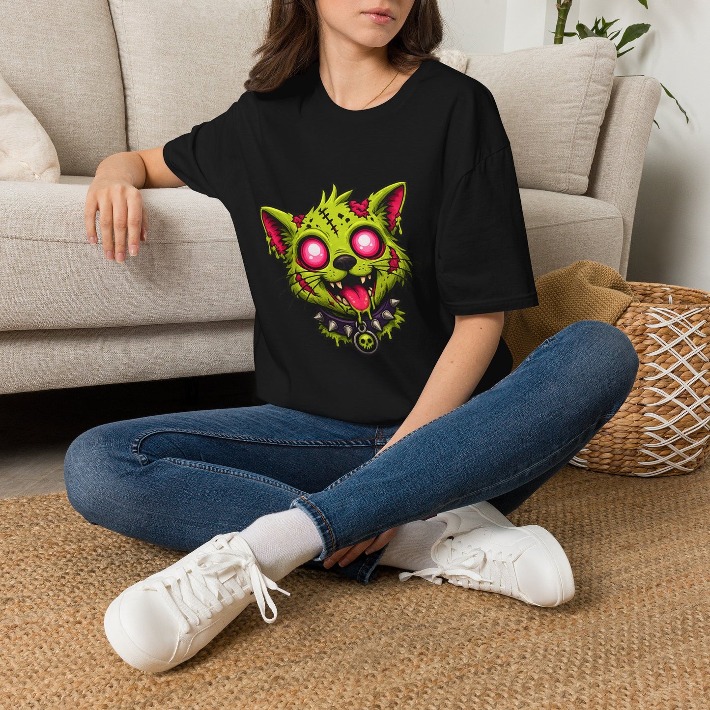 Zombie Cat Graphic T-Shirt